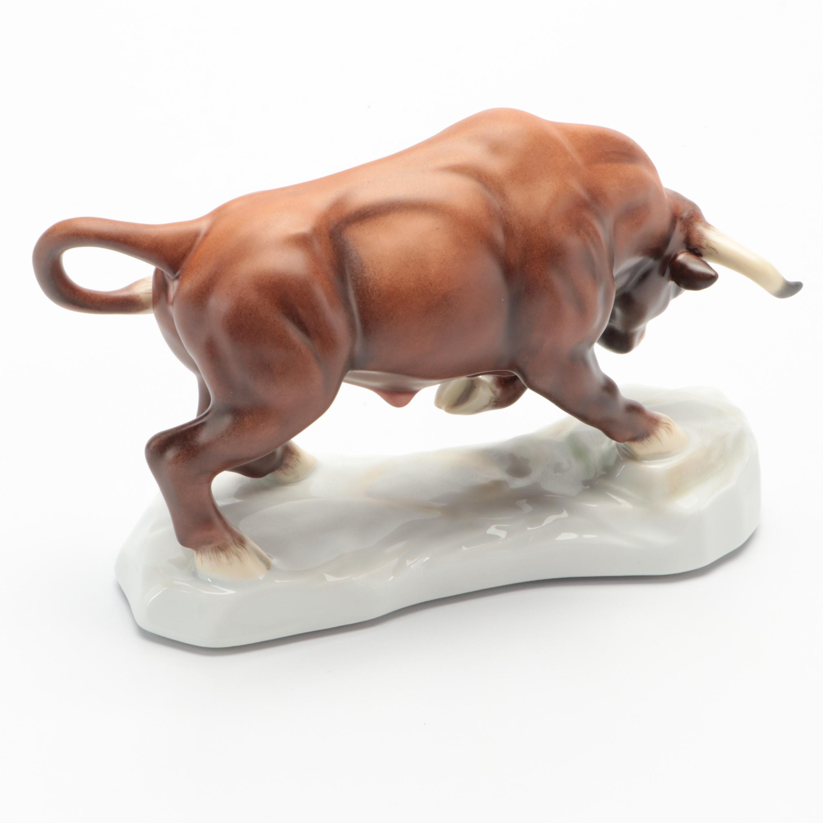 Herend Kingdom Classic Natural "The Bull" Porcelain Figurine, 2003