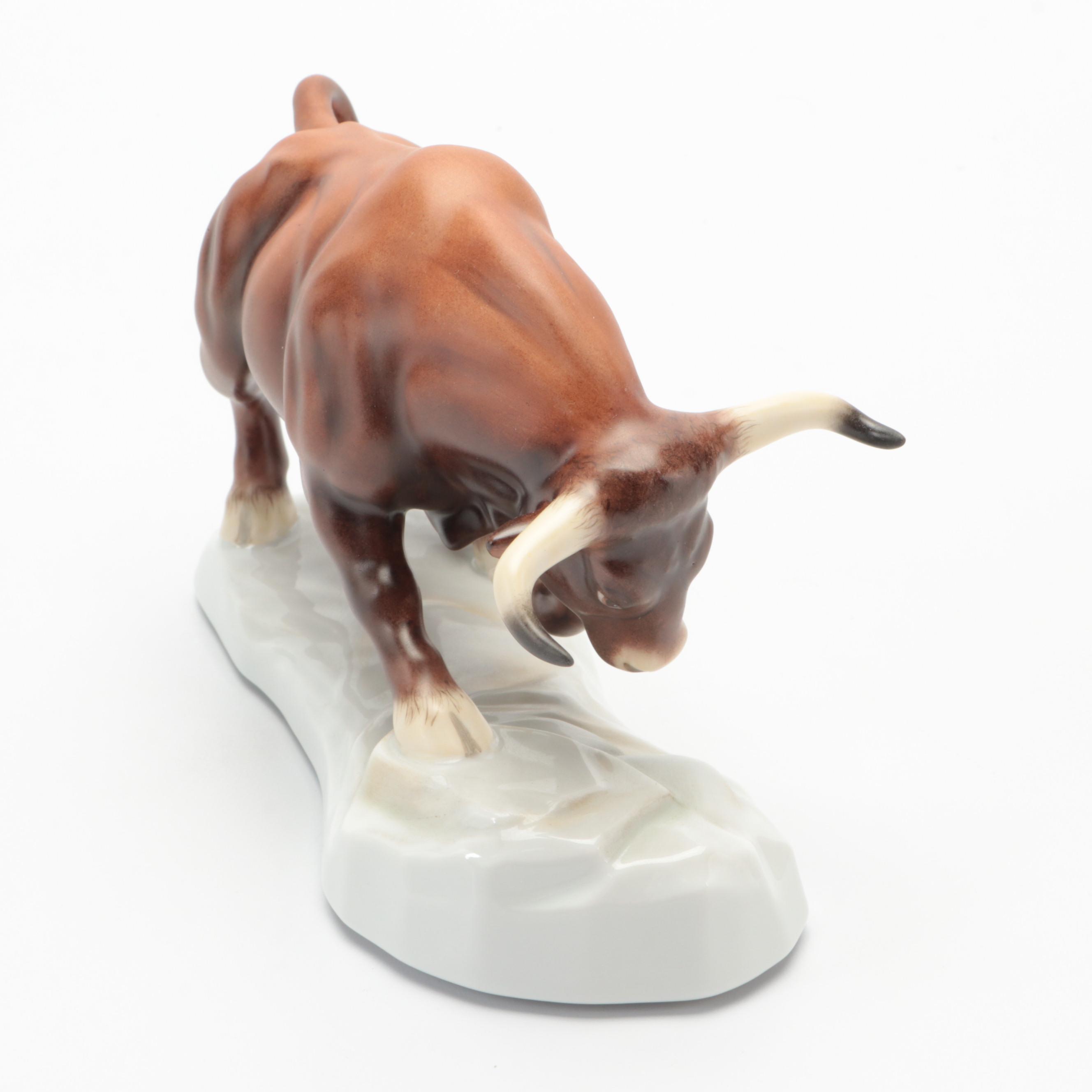 Herend Kingdom Classic Natural "The Bull" Porcelain Figurine, 2003