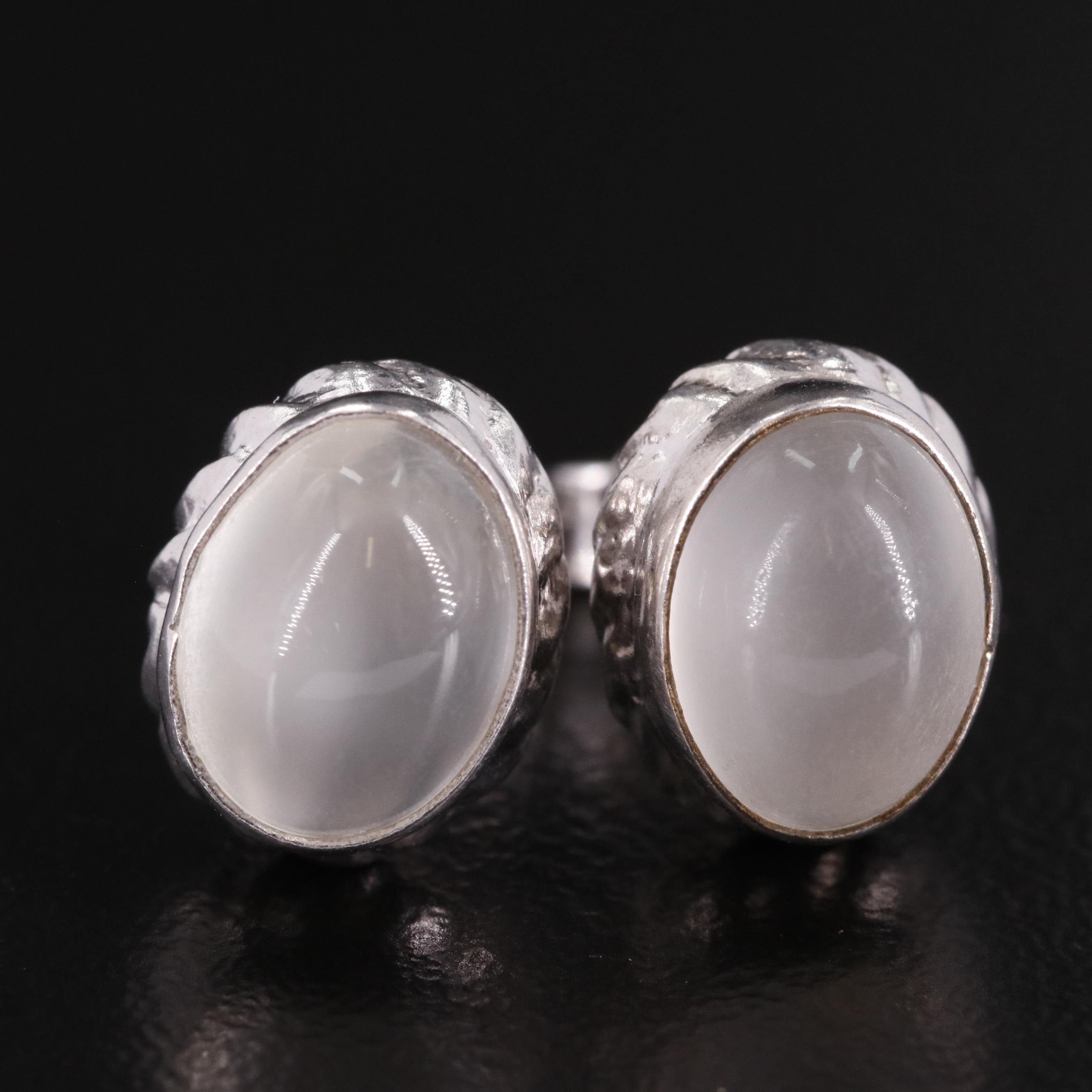 Sterling Moonstone Stud Earrings
