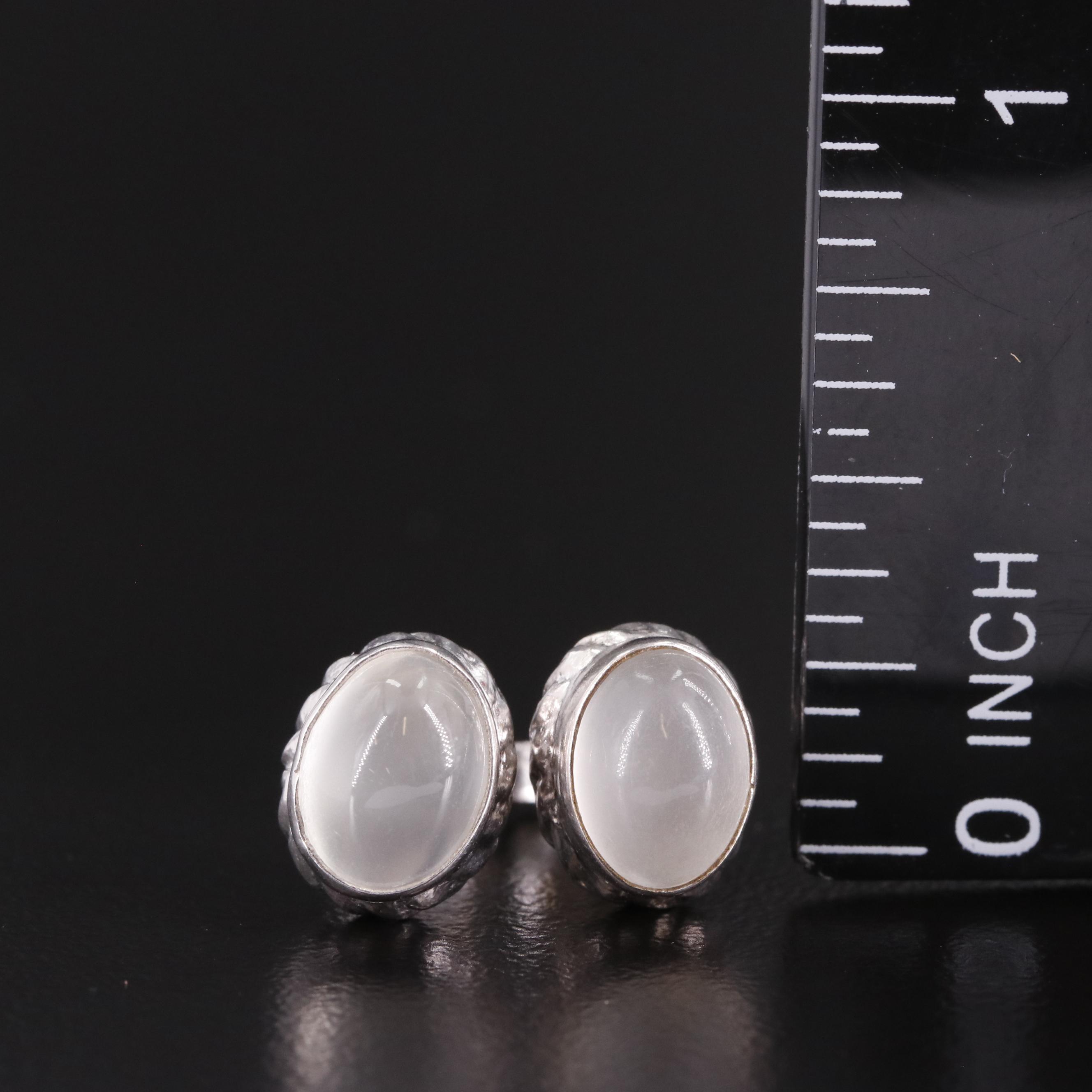Sterling Moonstone Stud Earrings