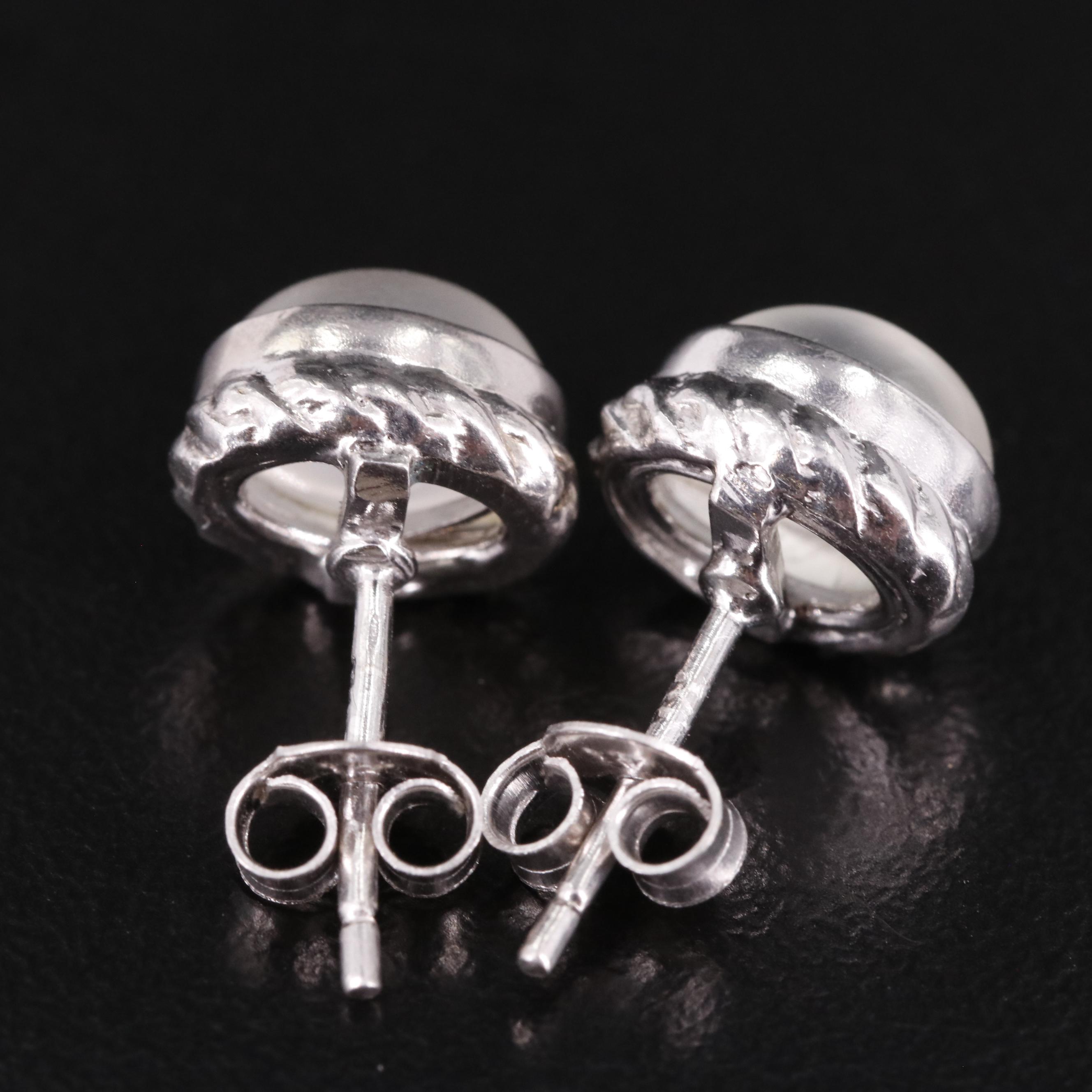 Sterling Moonstone Stud Earrings