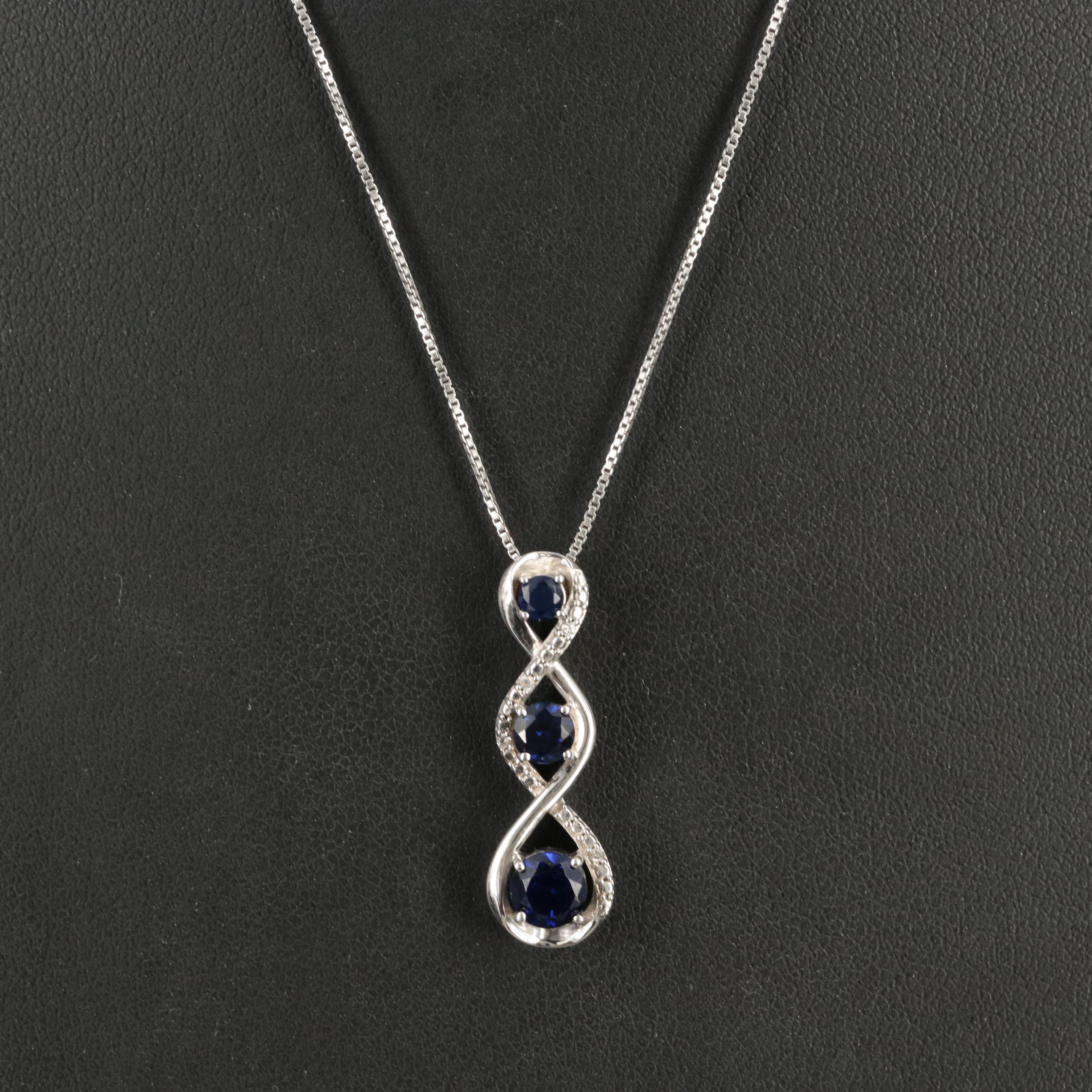 Sterling Sapphire Pendant Necklace