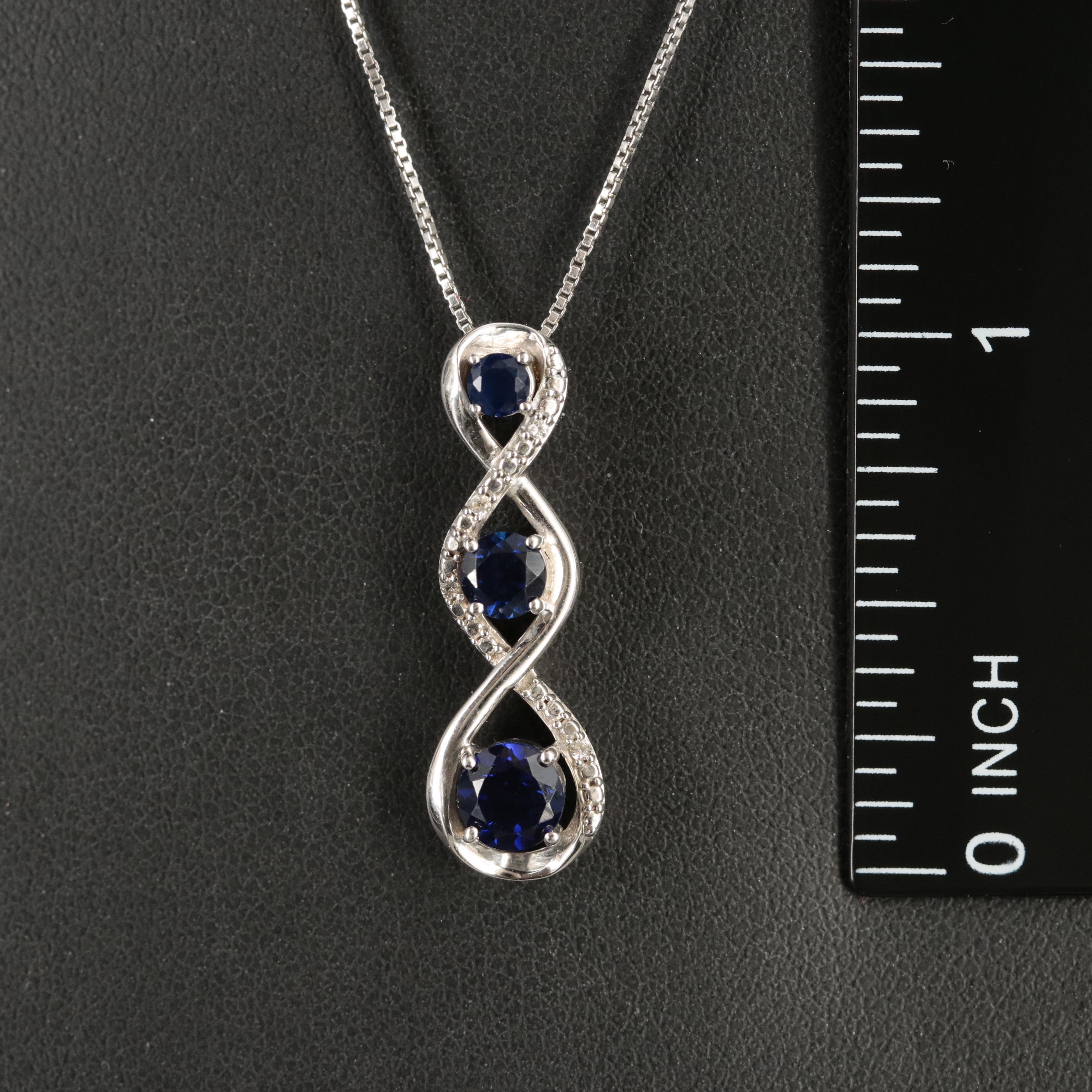 Sterling Sapphire Pendant Necklace