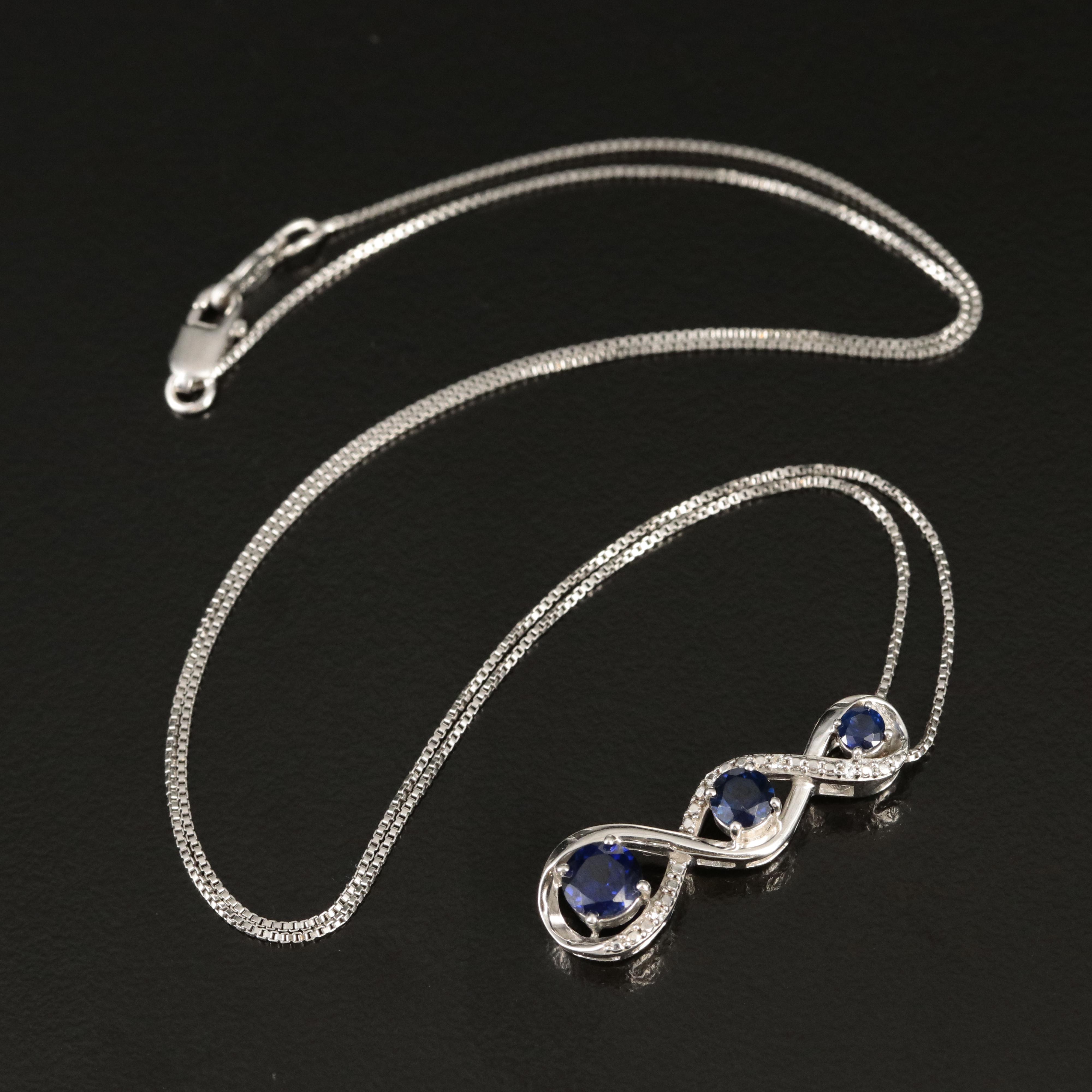 Sterling Sapphire Pendant Necklace