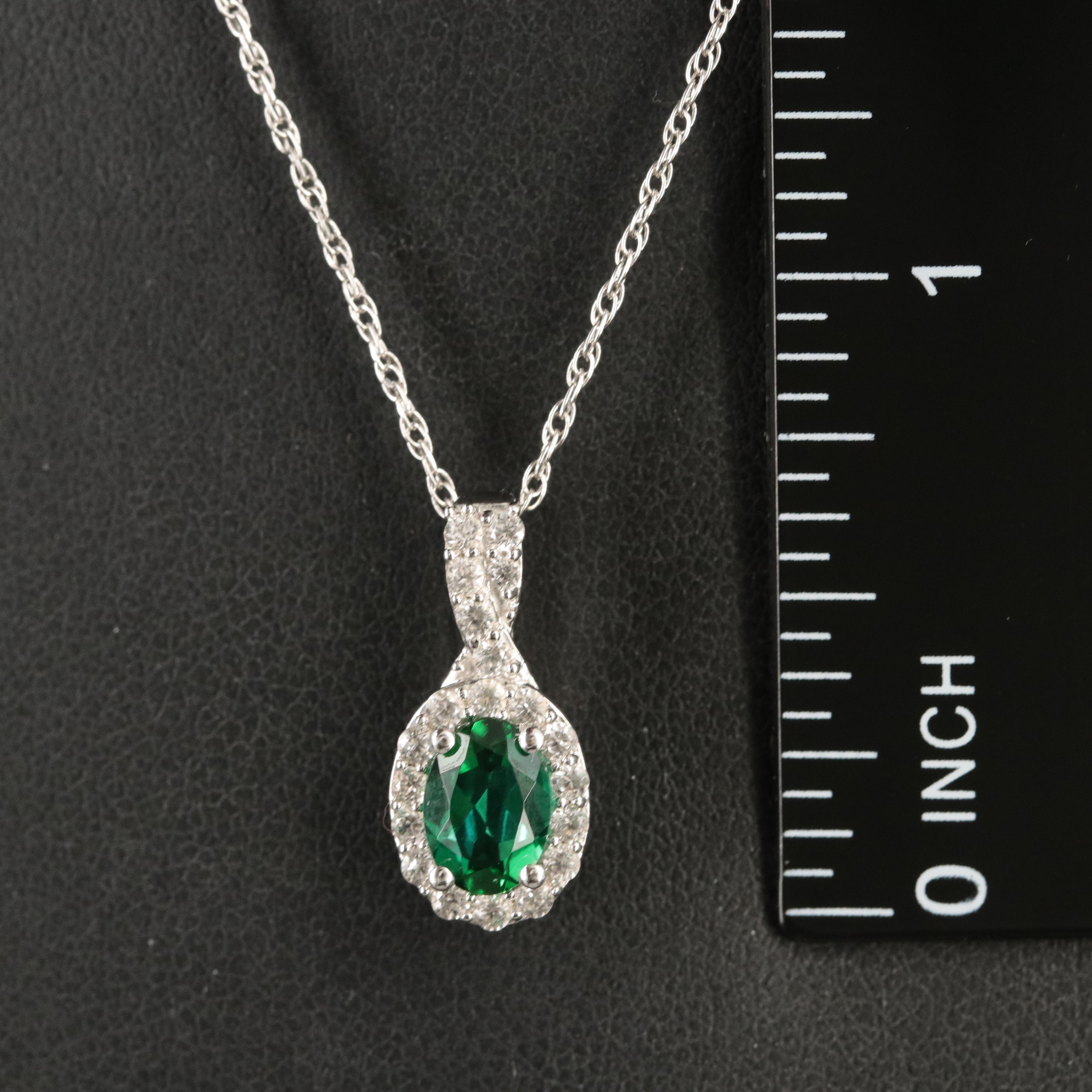 Sterling Emerald and White Sapphire Necklace