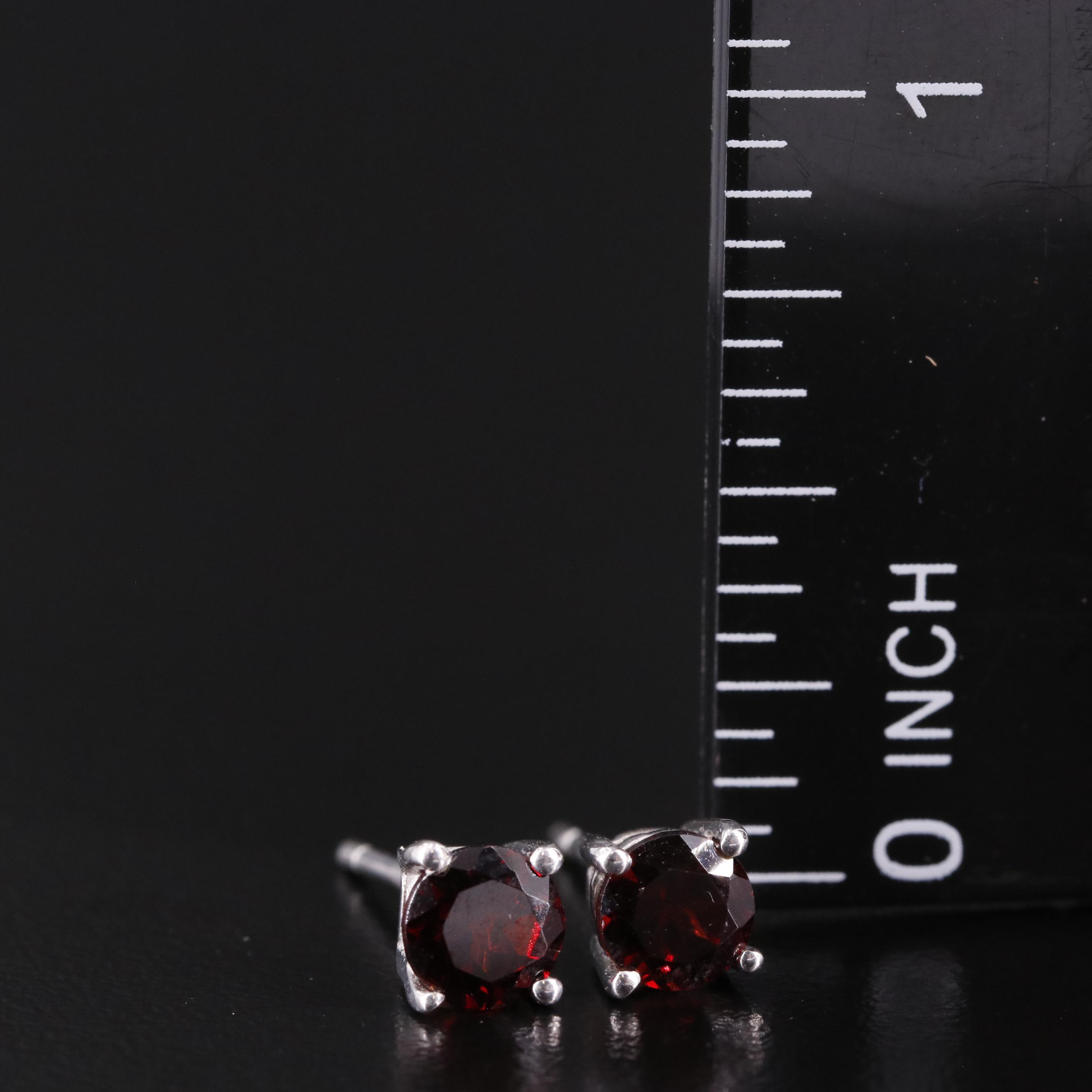 Sterling Garnet Stud Earrings