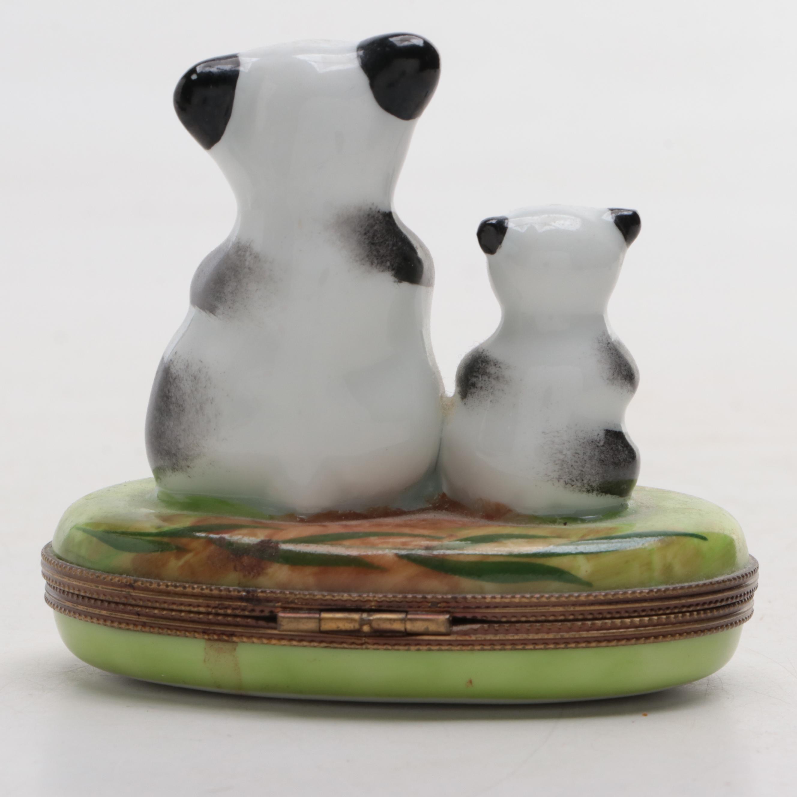 Rochard Hand-Painted Porcelain Panda Bear Limoges Box