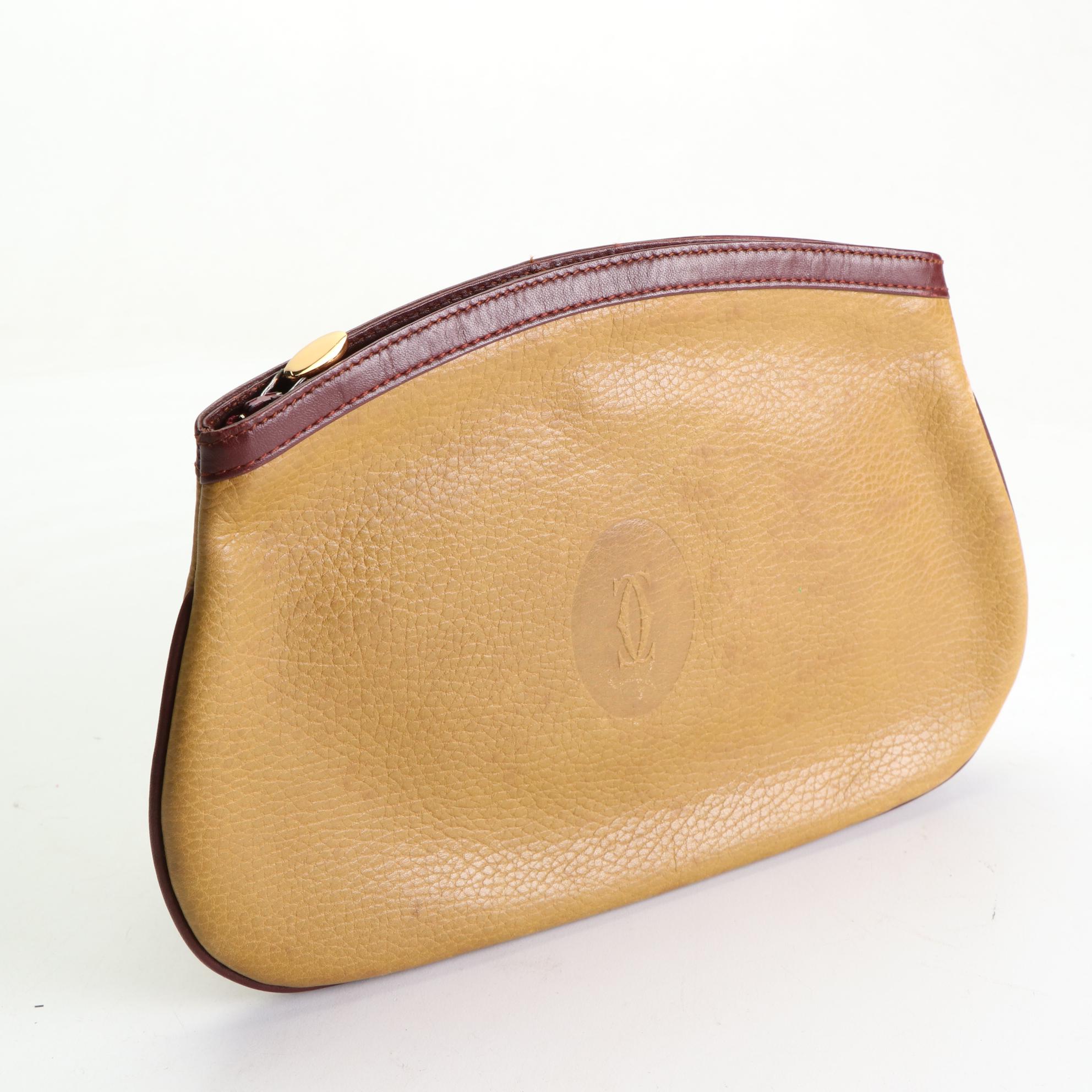 Cartier Clutch Pouch in Bicolor Grained and Smooth Leather