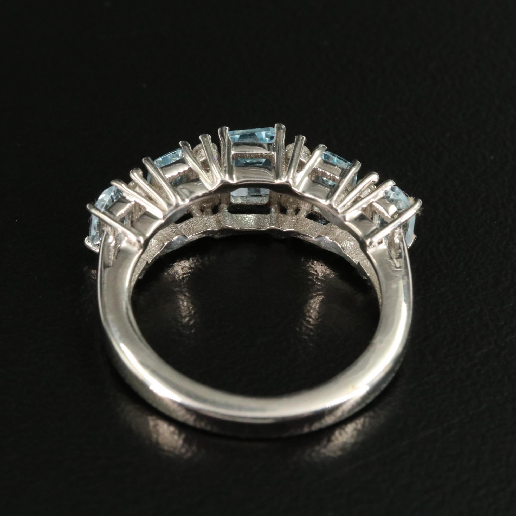 Sterling Blue Topaz and White Topaz Tapered Ring