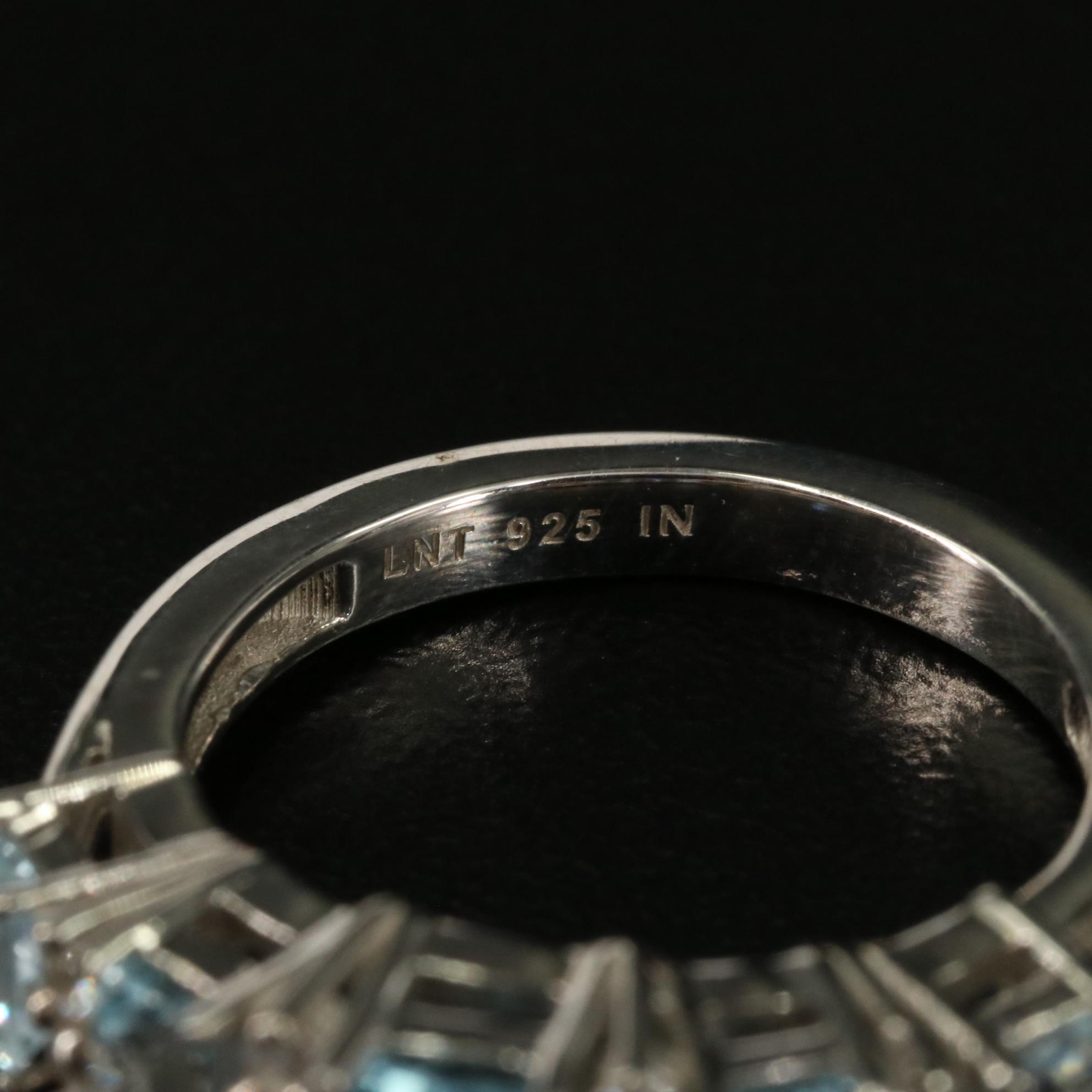 Sterling Blue Topaz and White Topaz Tapered Ring