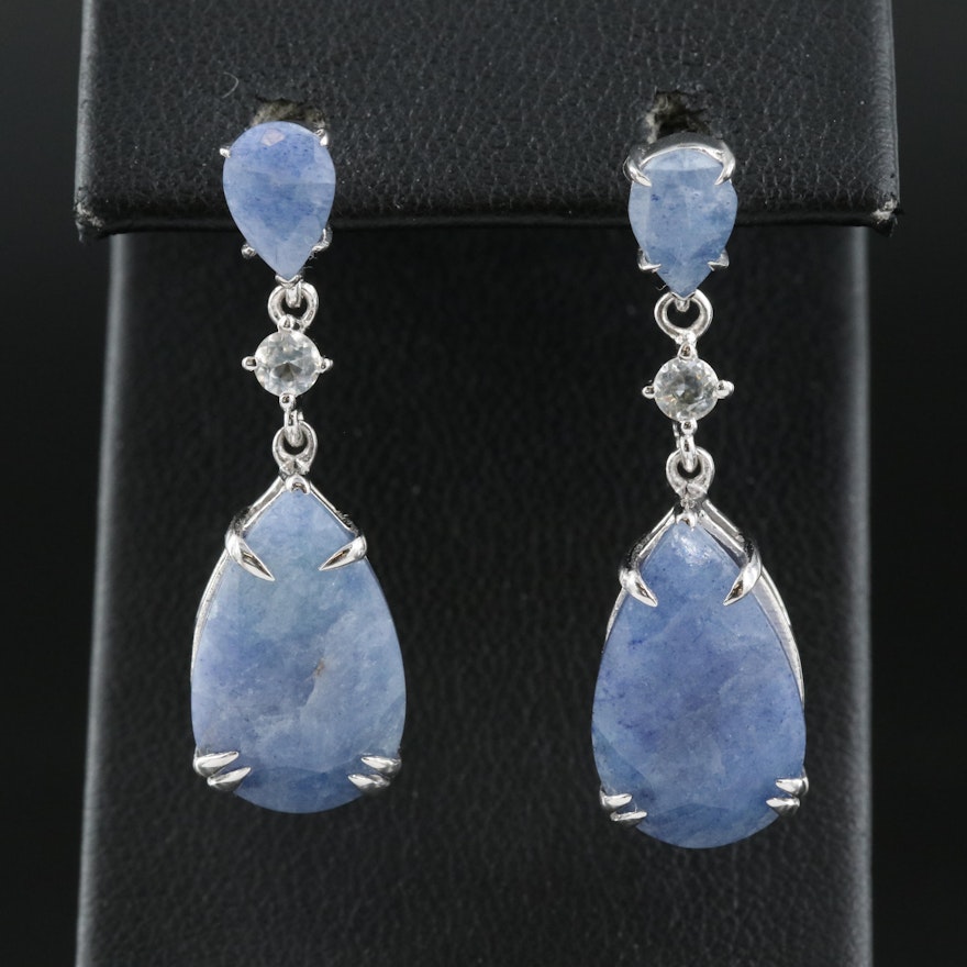 Sterling Beryl and Topaz Earrings