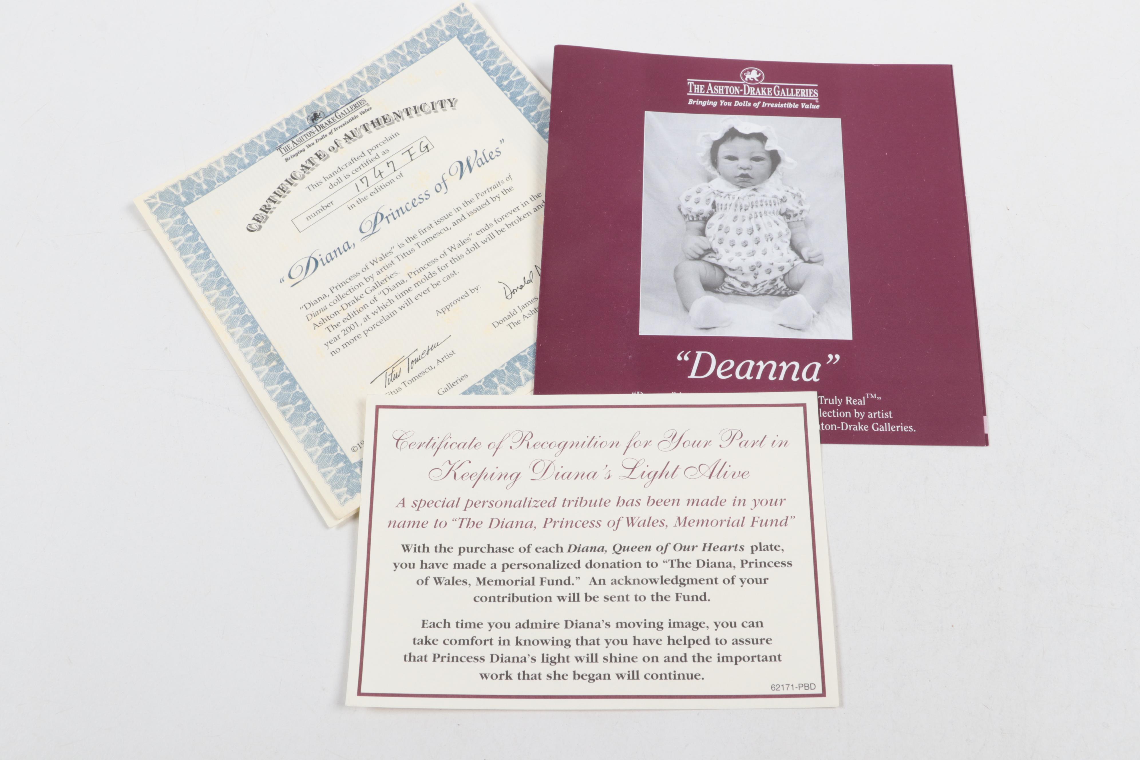 Ashton-Drake Galleries "Diana, Princess of Wales" Porcelain Figurine, 1998