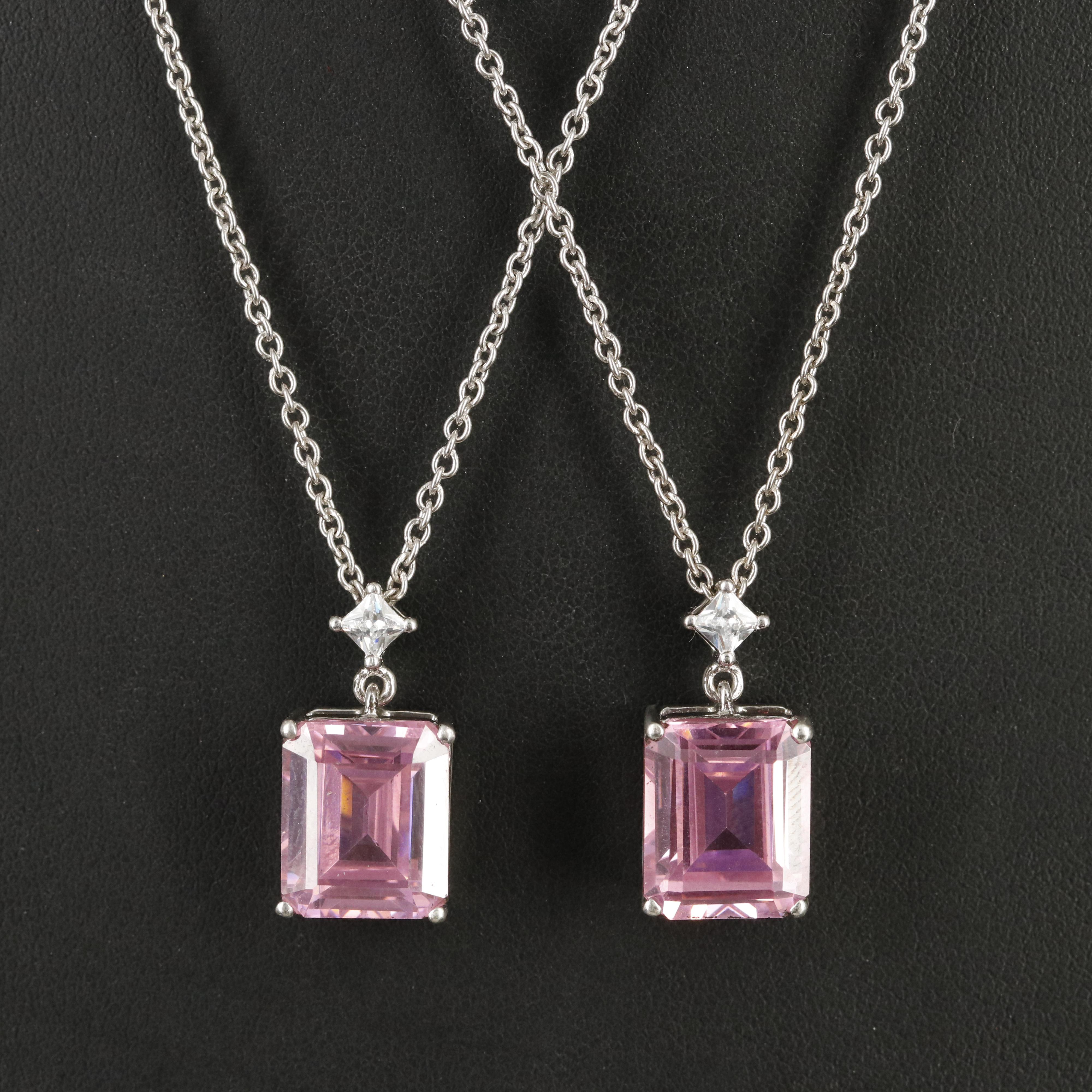 Sterling Cubic Zirconia Pendant Necklaces