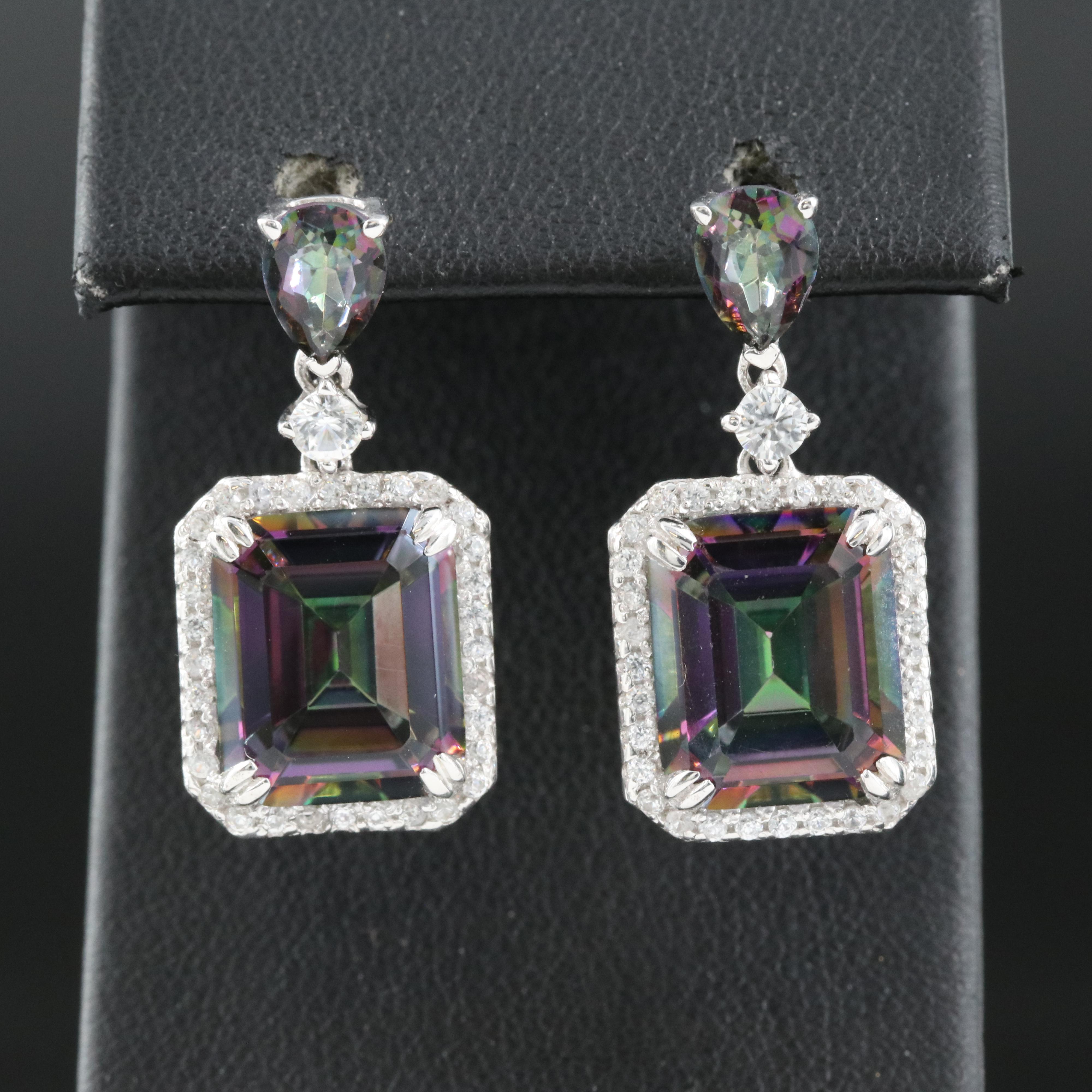 Sterling Quartz and Zircon Earrings