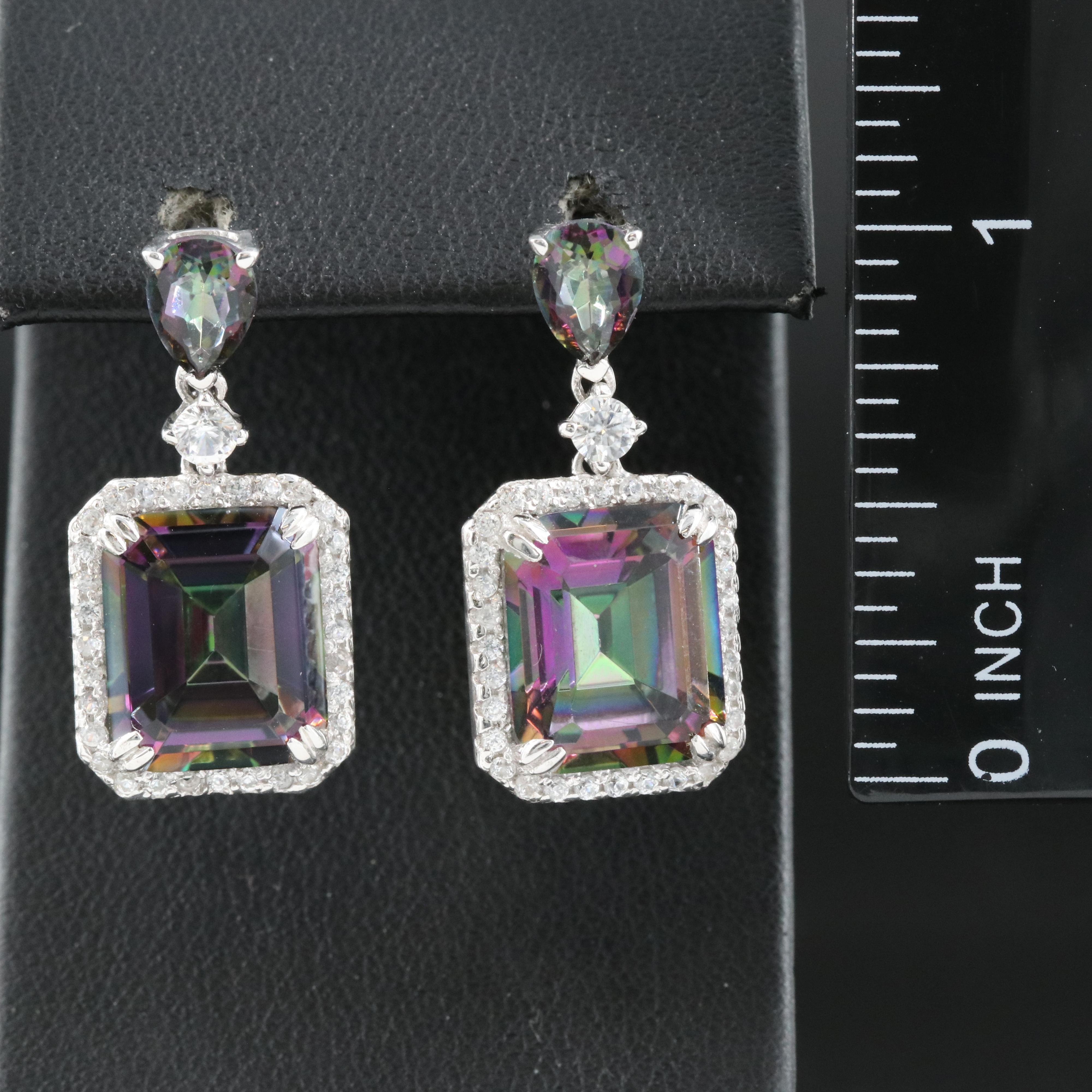 Sterling Quartz and Zircon Earrings