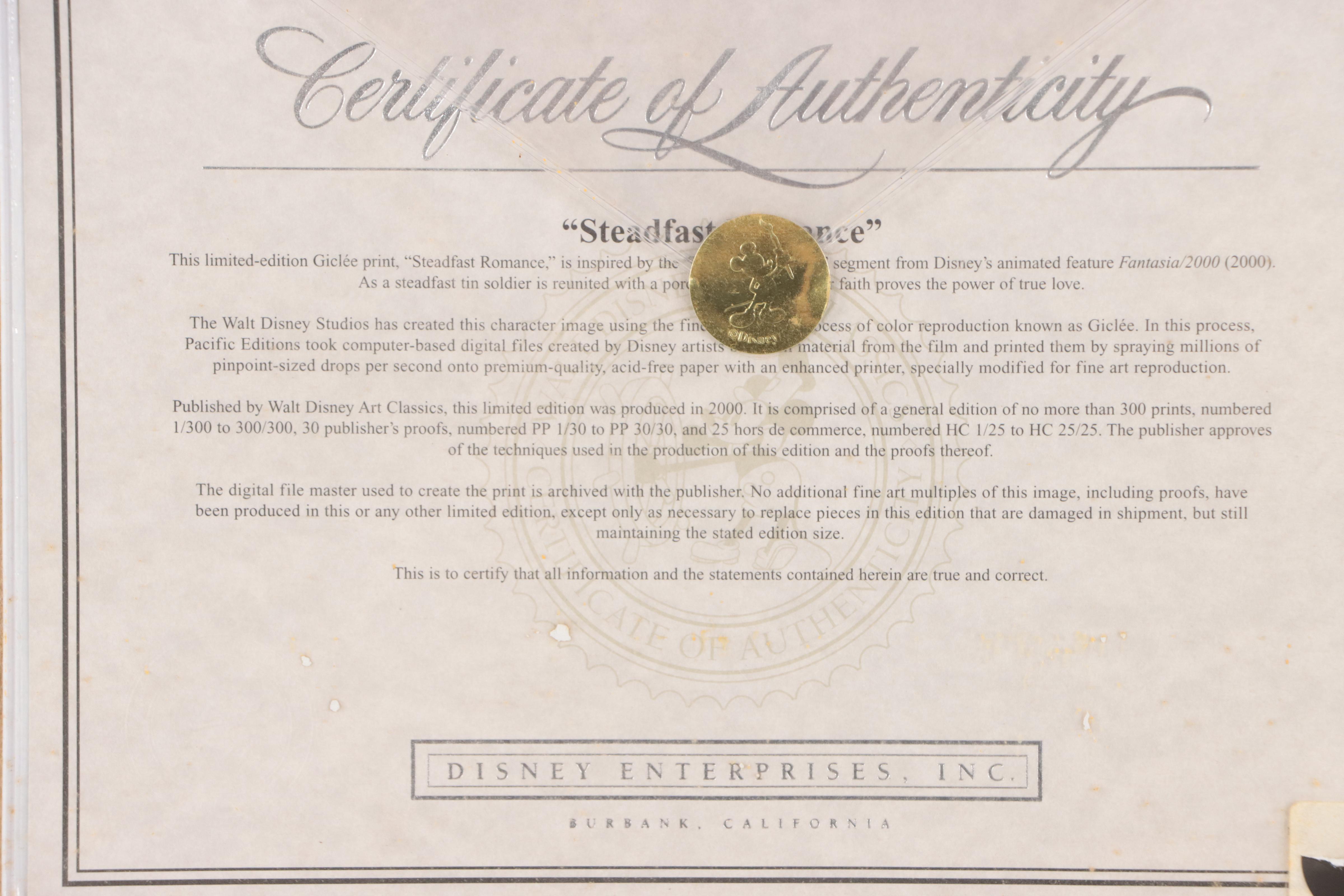 Disney Giclée "Steadfast Romance" from "Fantasia 2000," 2000