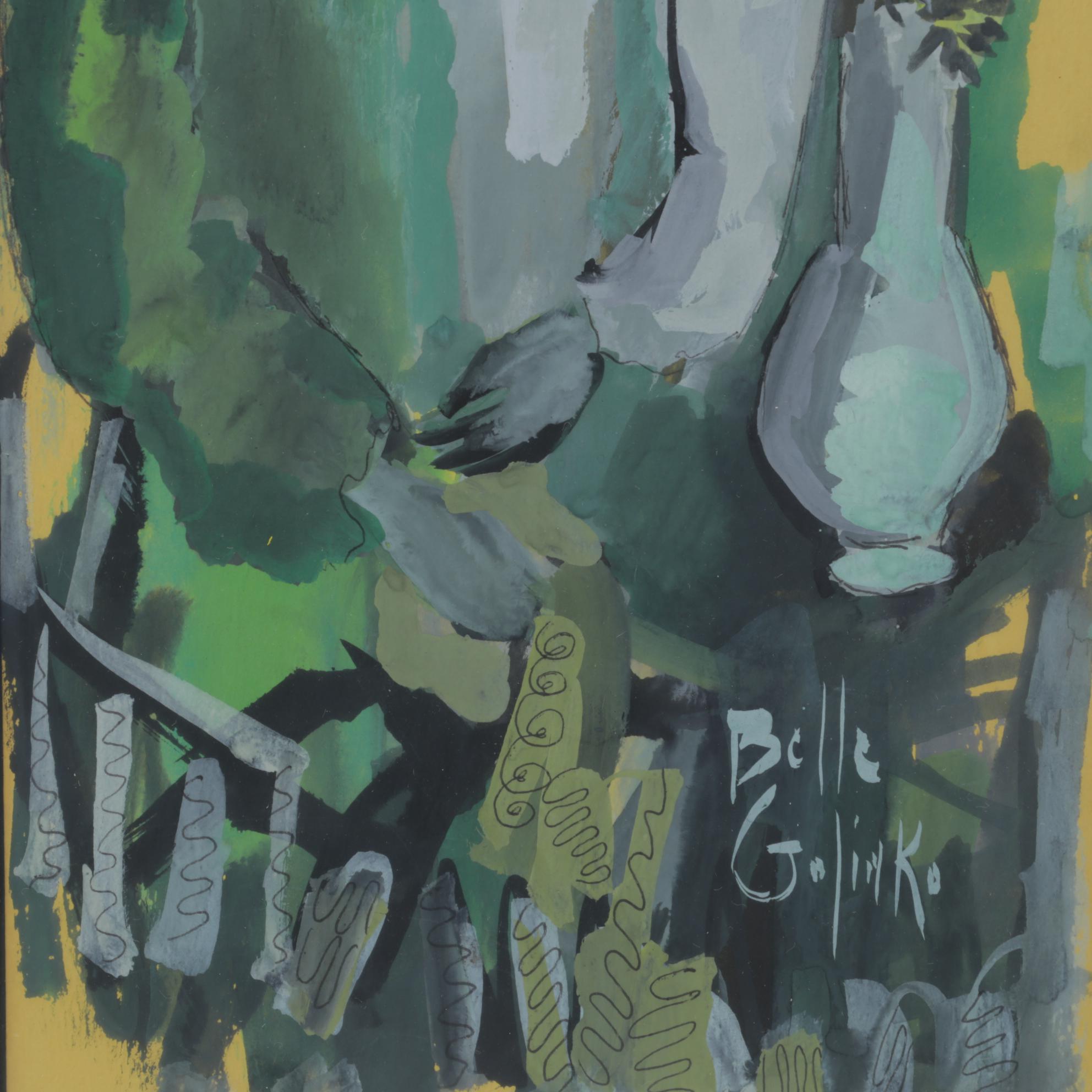 Belle Golinko Gouache Painting of Mother and Child, Late 20th Century