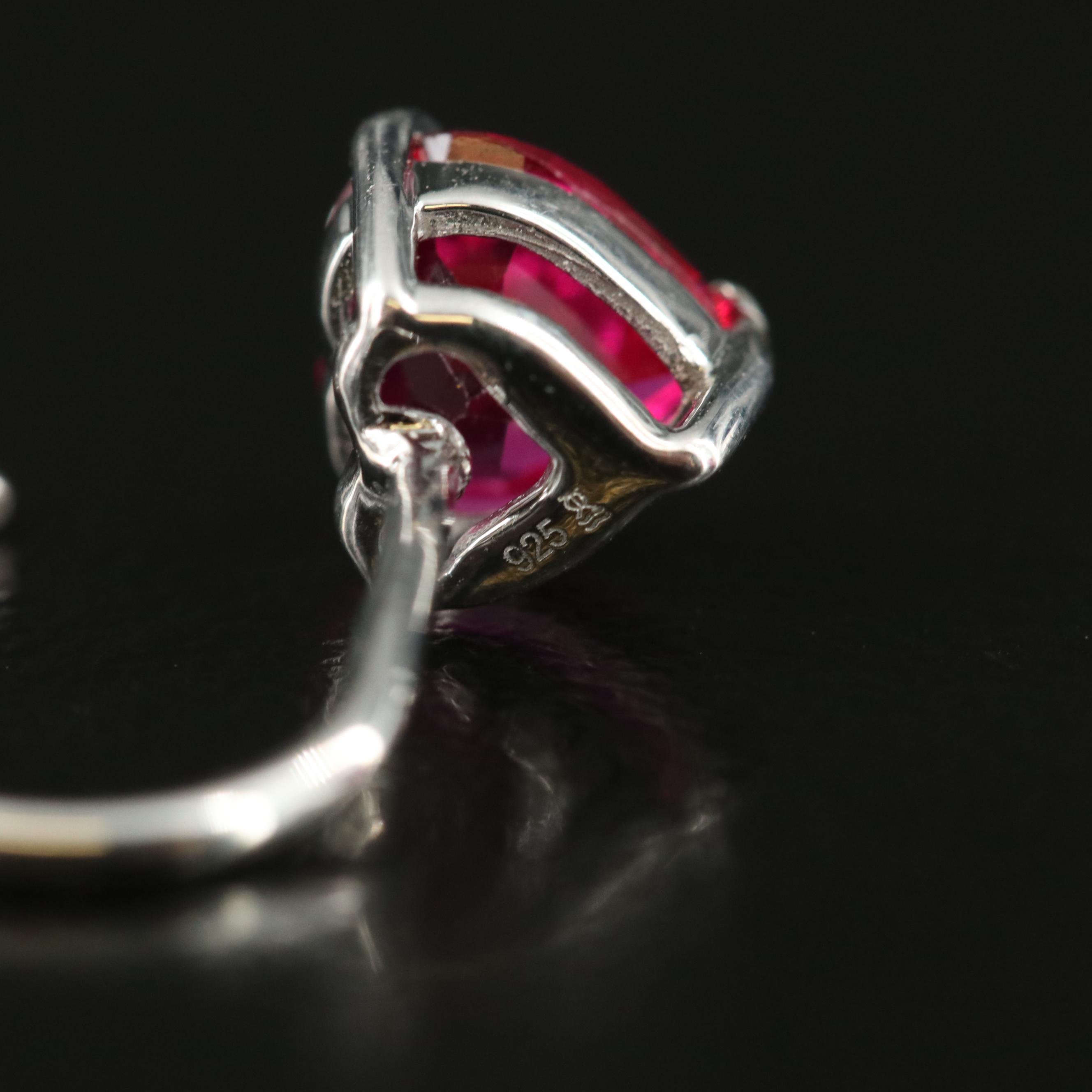 Sterling Ruby and White Sapphire Stud Earrings with Jackets