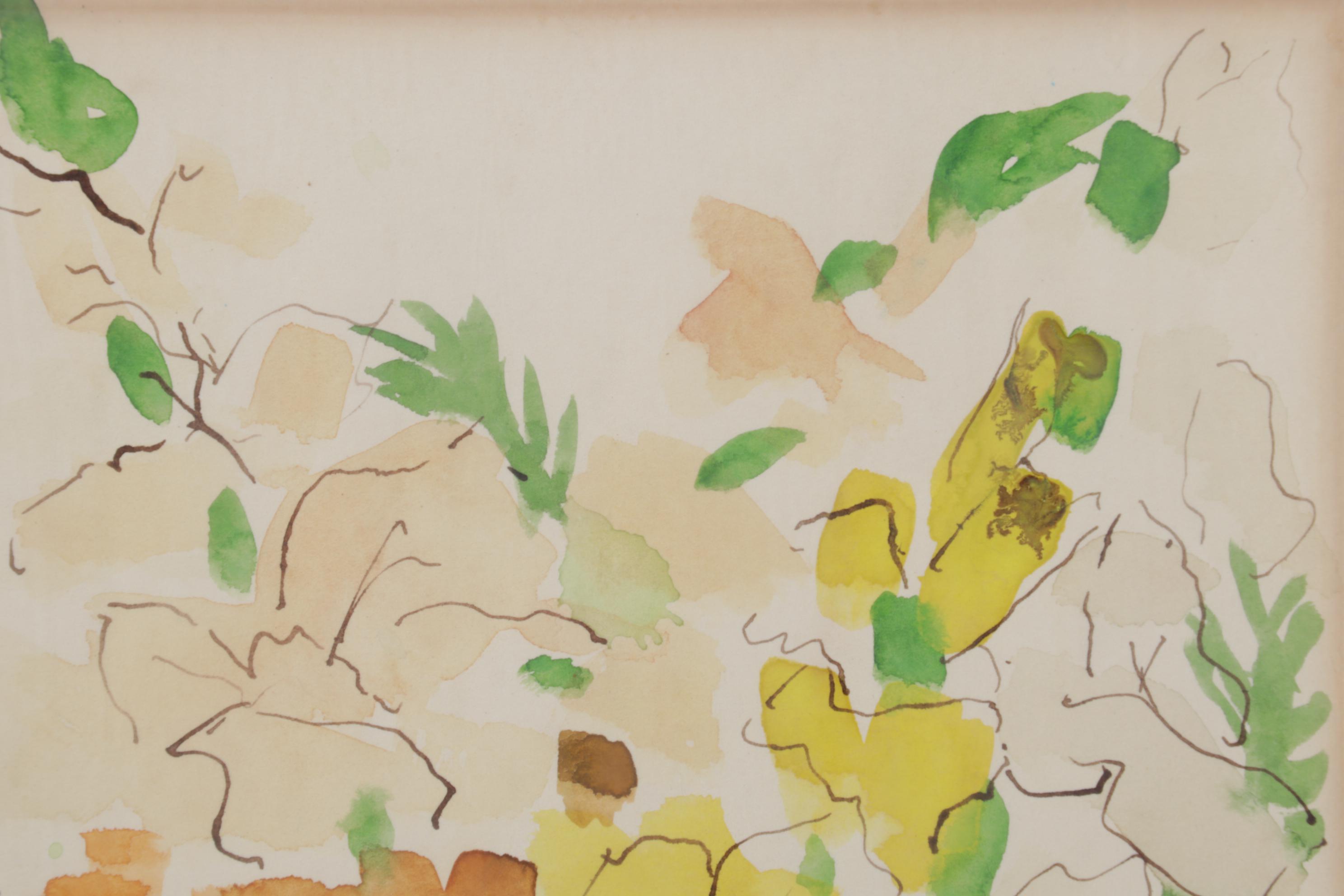 Phyllis Taplitz Floral Still Life Watercolor Painting, 1968