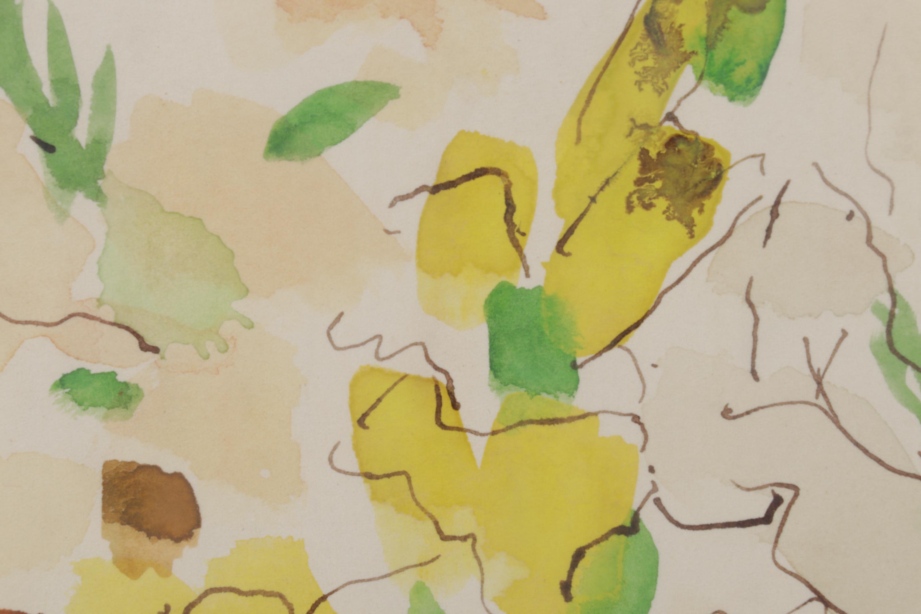 Phyllis Taplitz Floral Still Life Watercolor Painting, 1968