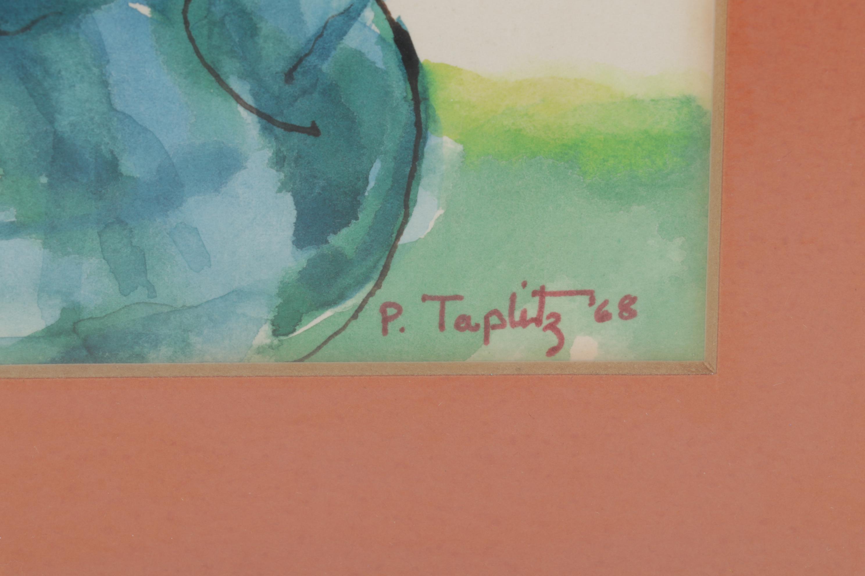 Phyllis Taplitz Floral Still Life Watercolor Painting, 1968