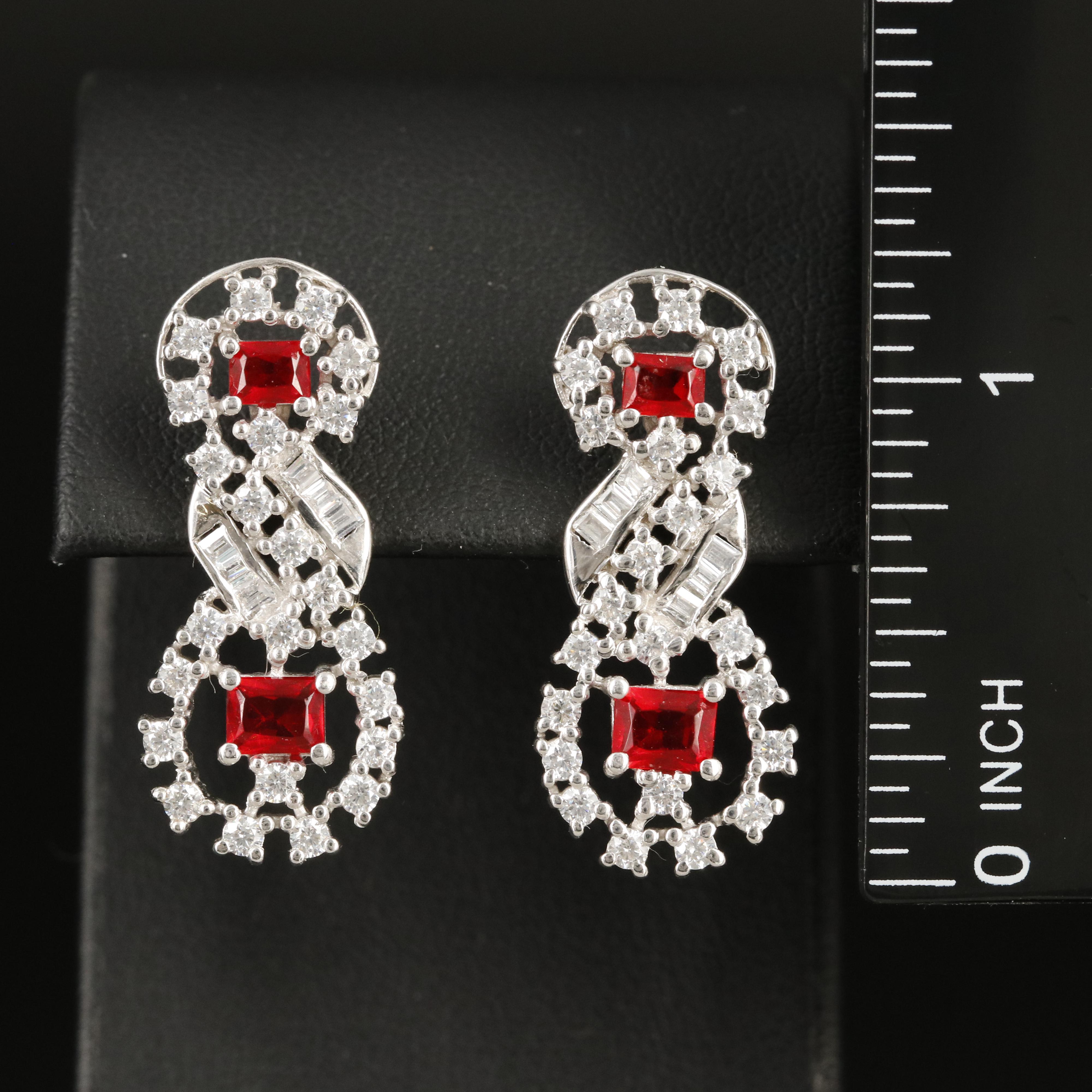 Sterling Glass and Cubic Zirconia Earrings
