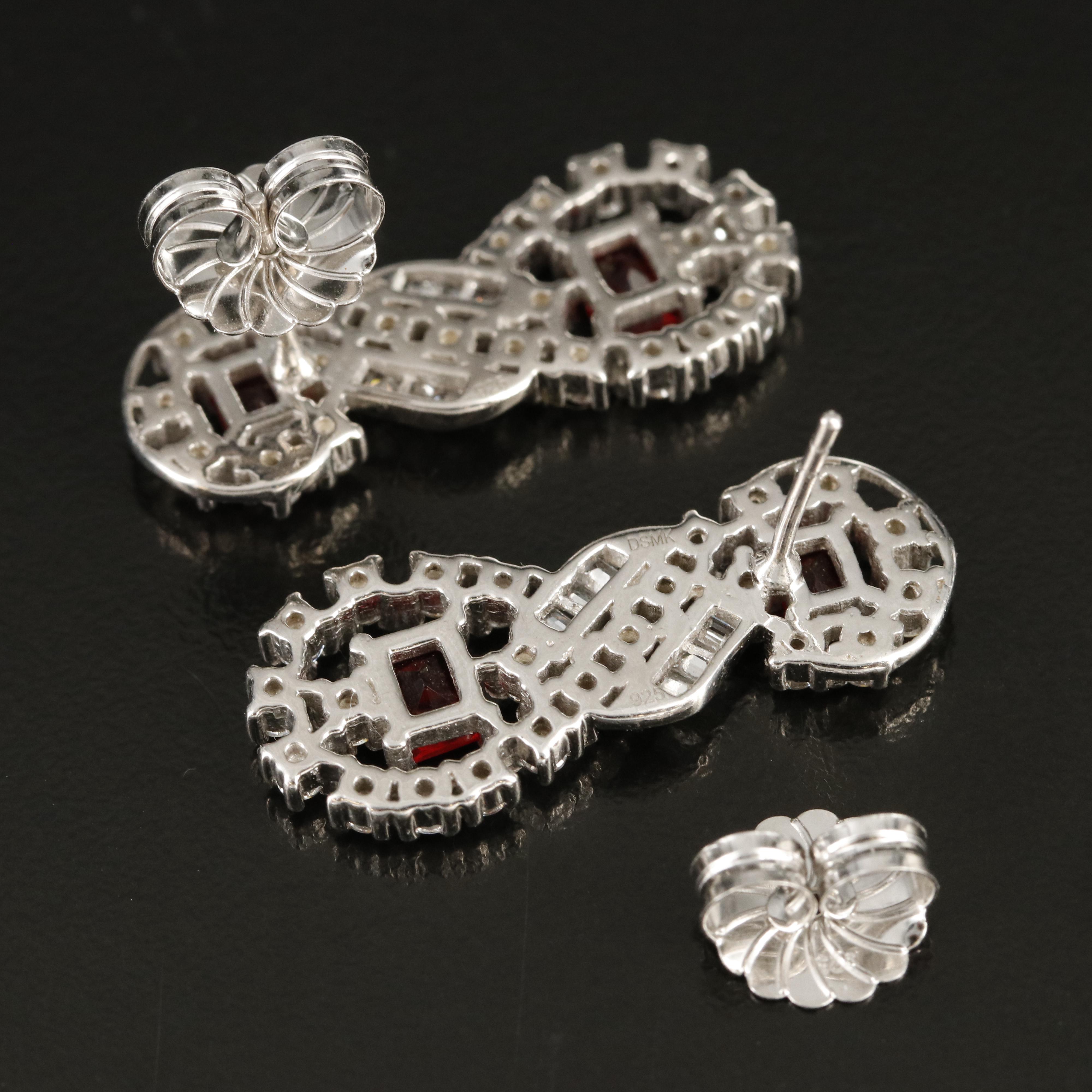 Sterling Glass and Cubic Zirconia Earrings