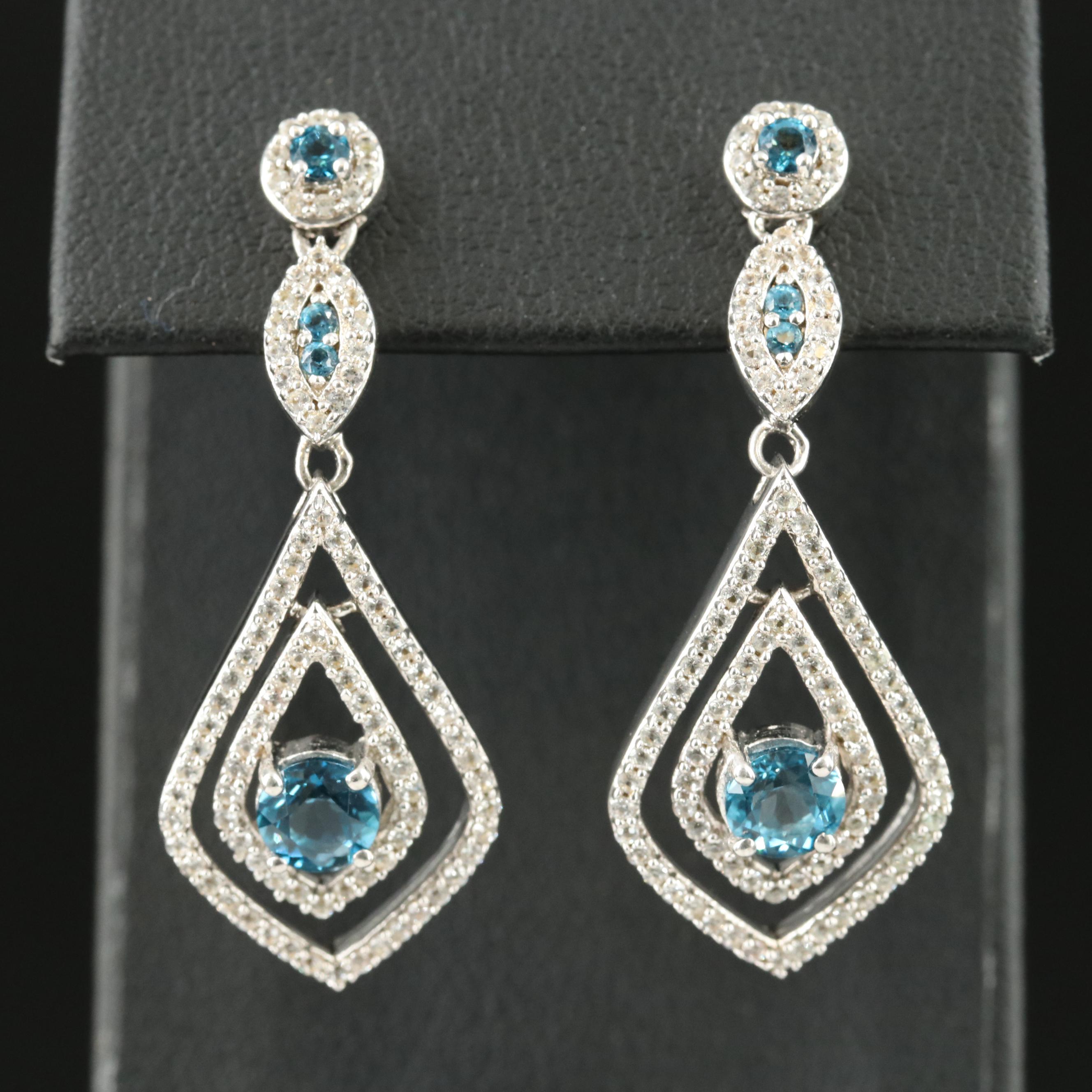 Sterling Topaz and Sapphire Earrings