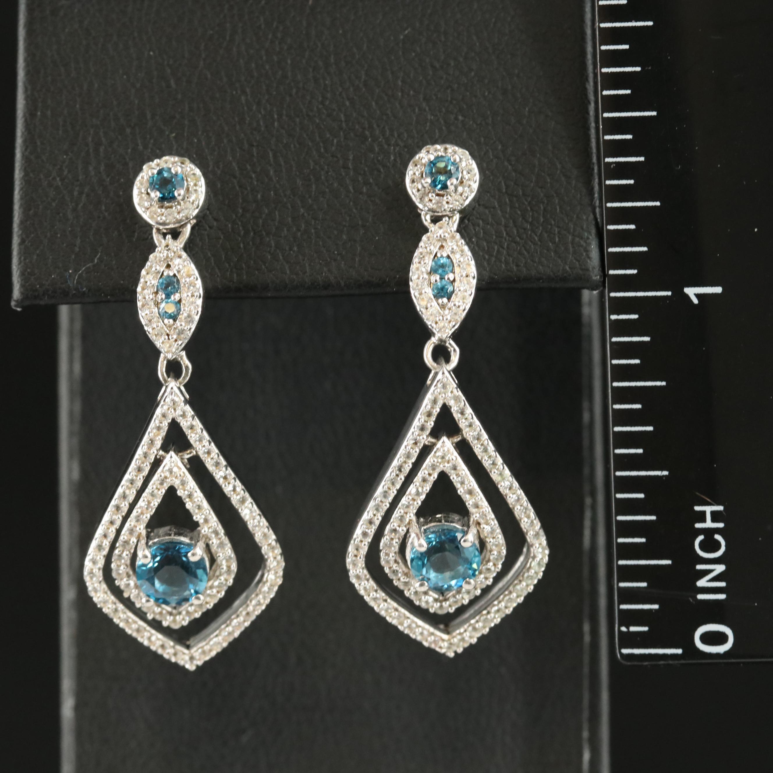 Sterling Topaz and Sapphire Earrings