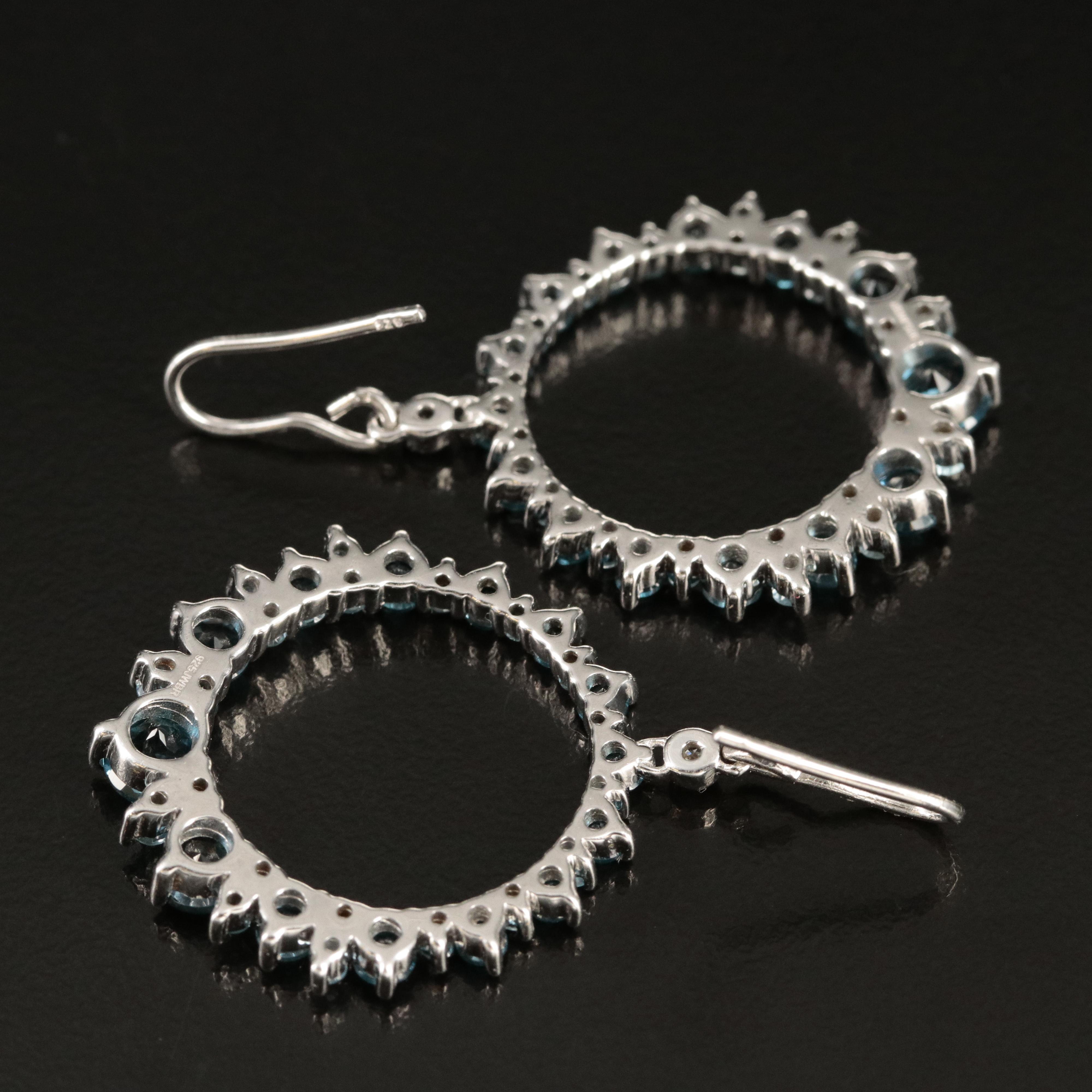 Sterling London and Sky Blue Topaz Earrings with Diamond Accents