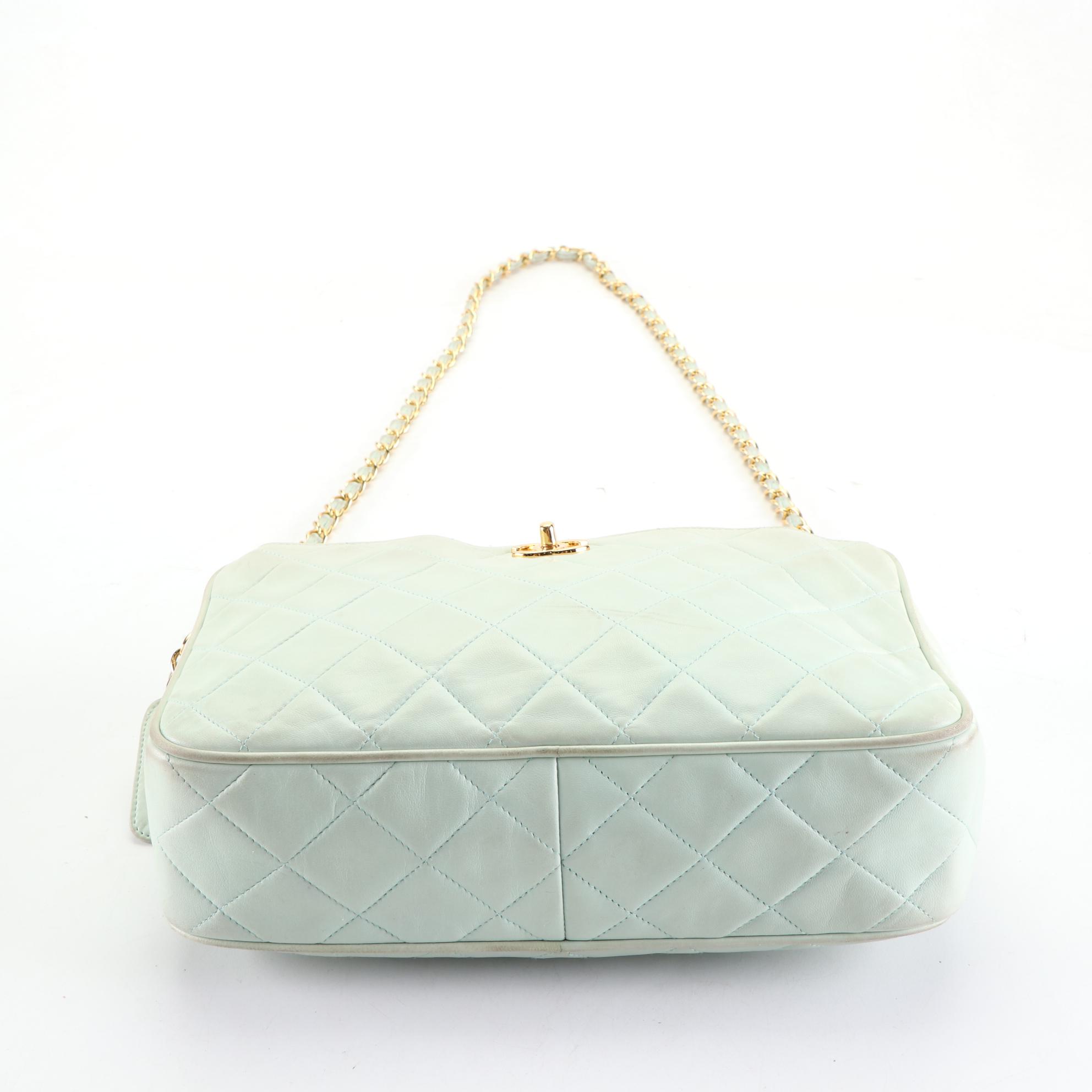 Chanel Front Pocket Top Zip Shoulder Bag in Lambskin Leather