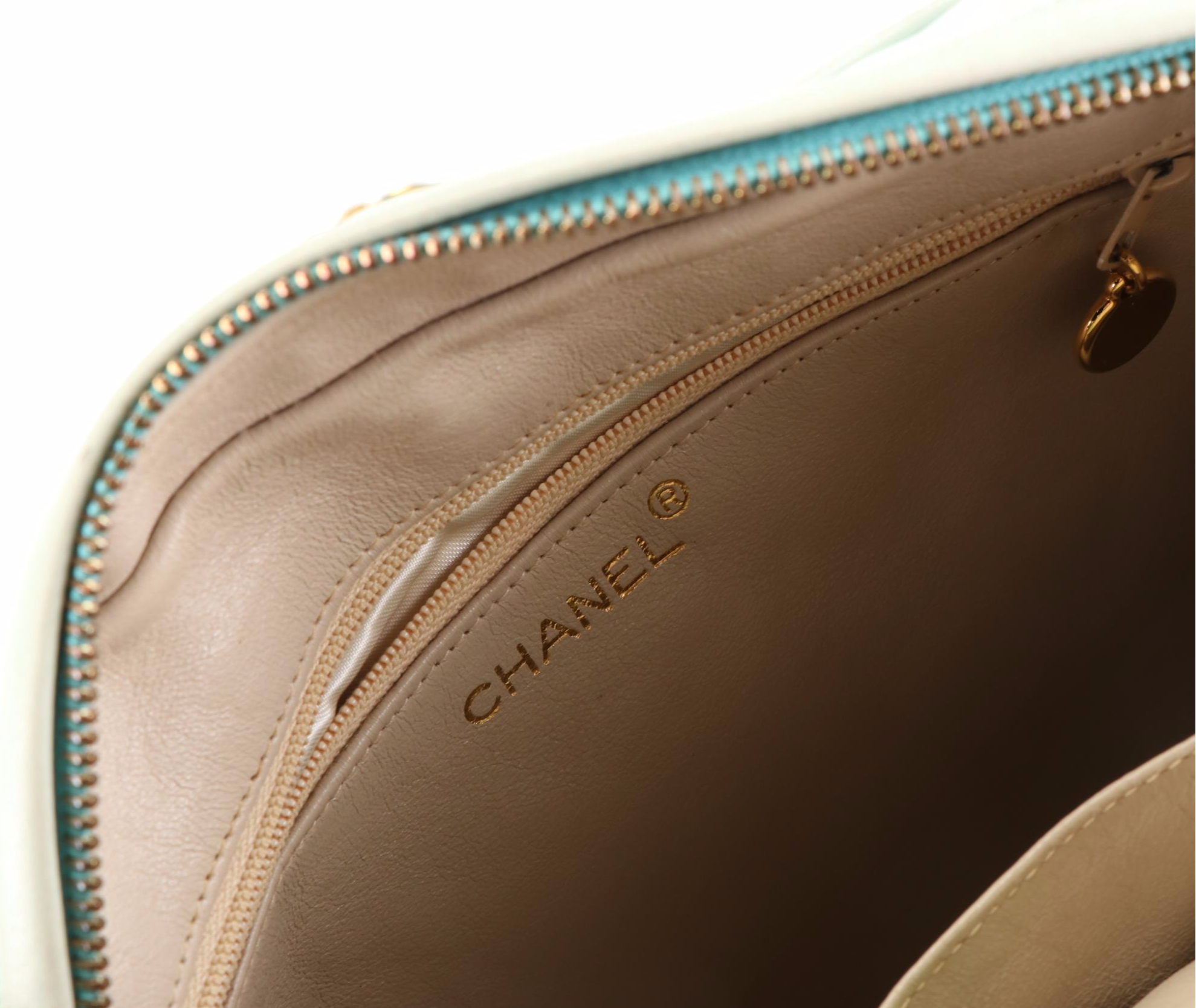 Chanel Front Pocket Top Zip Shoulder Bag in Lambskin Leather