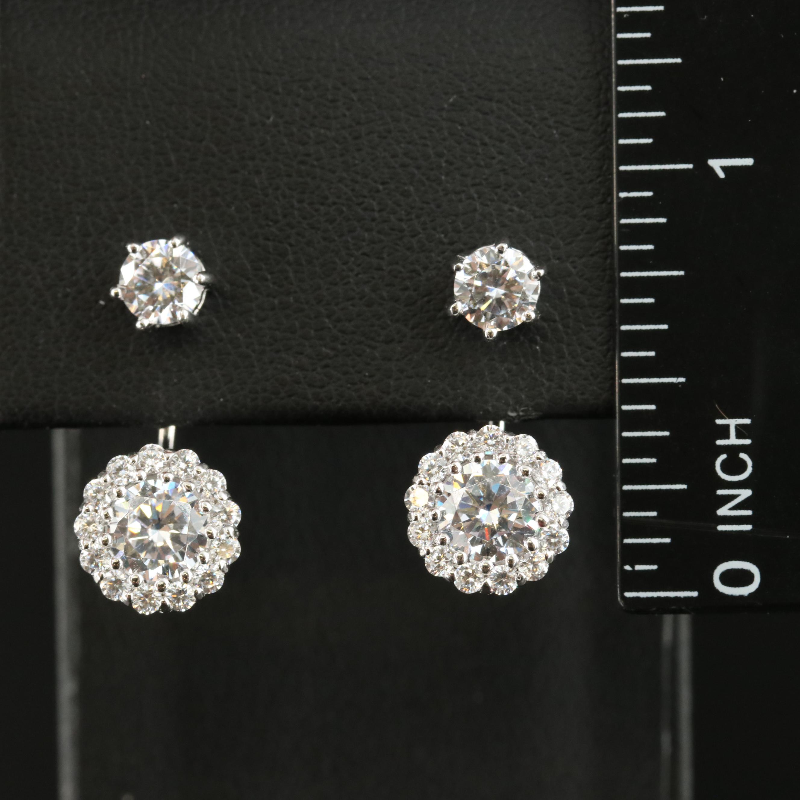 Sterling Cubic Zirconia Stud Earrings with Jackets