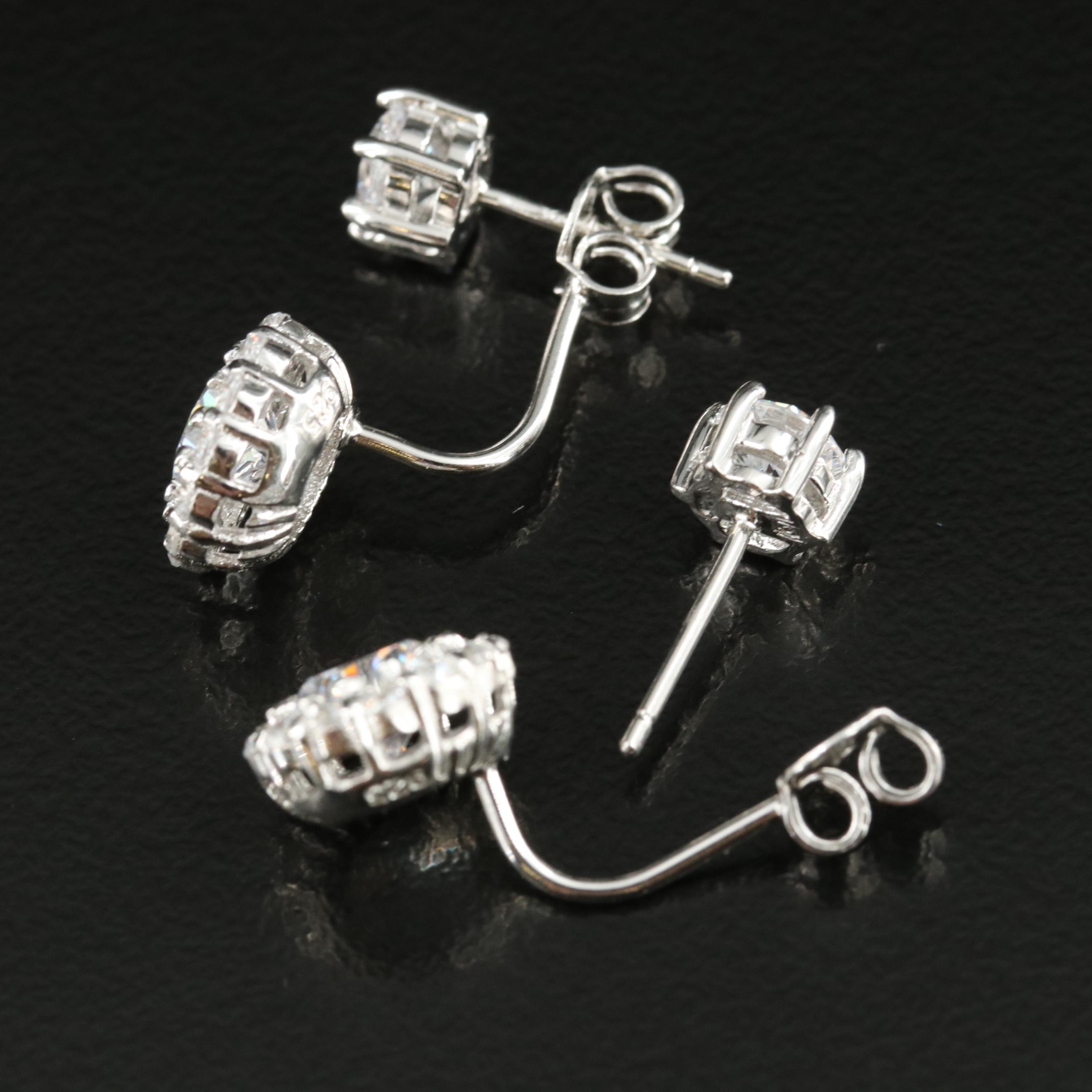 Sterling Cubic Zirconia Stud Earrings with Jackets
