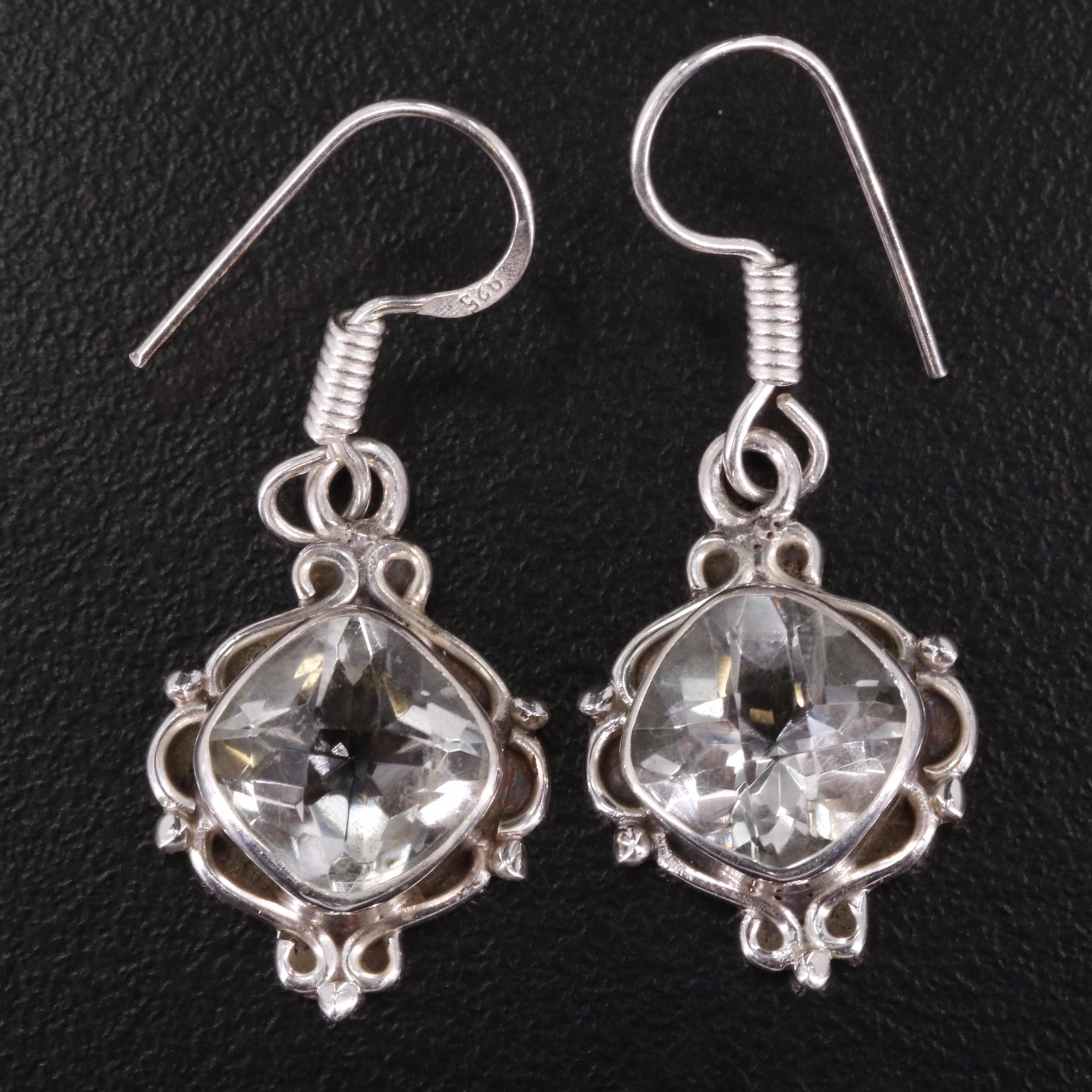 Sterling Prasiolite Drop Earrings