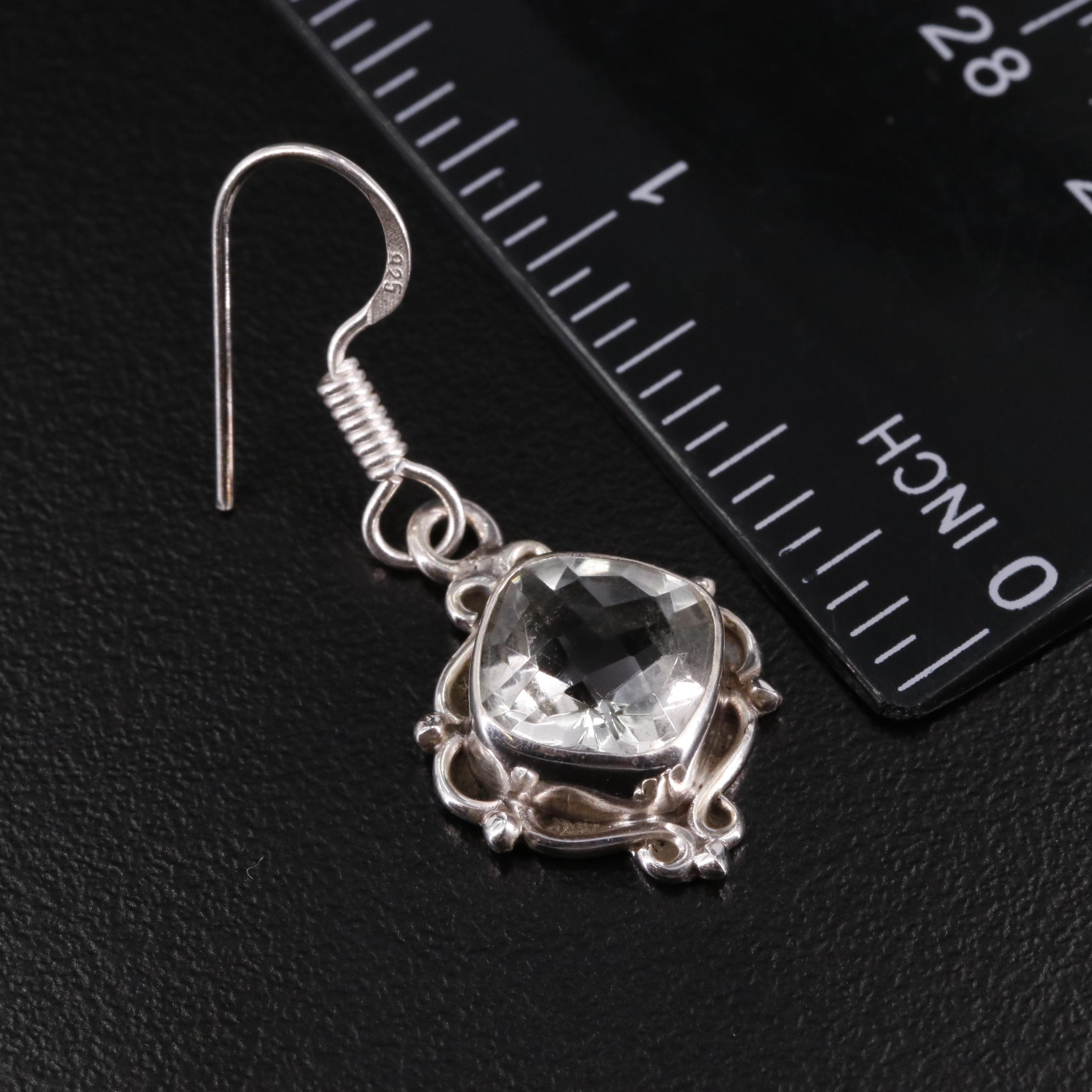 Sterling Prasiolite Drop Earrings