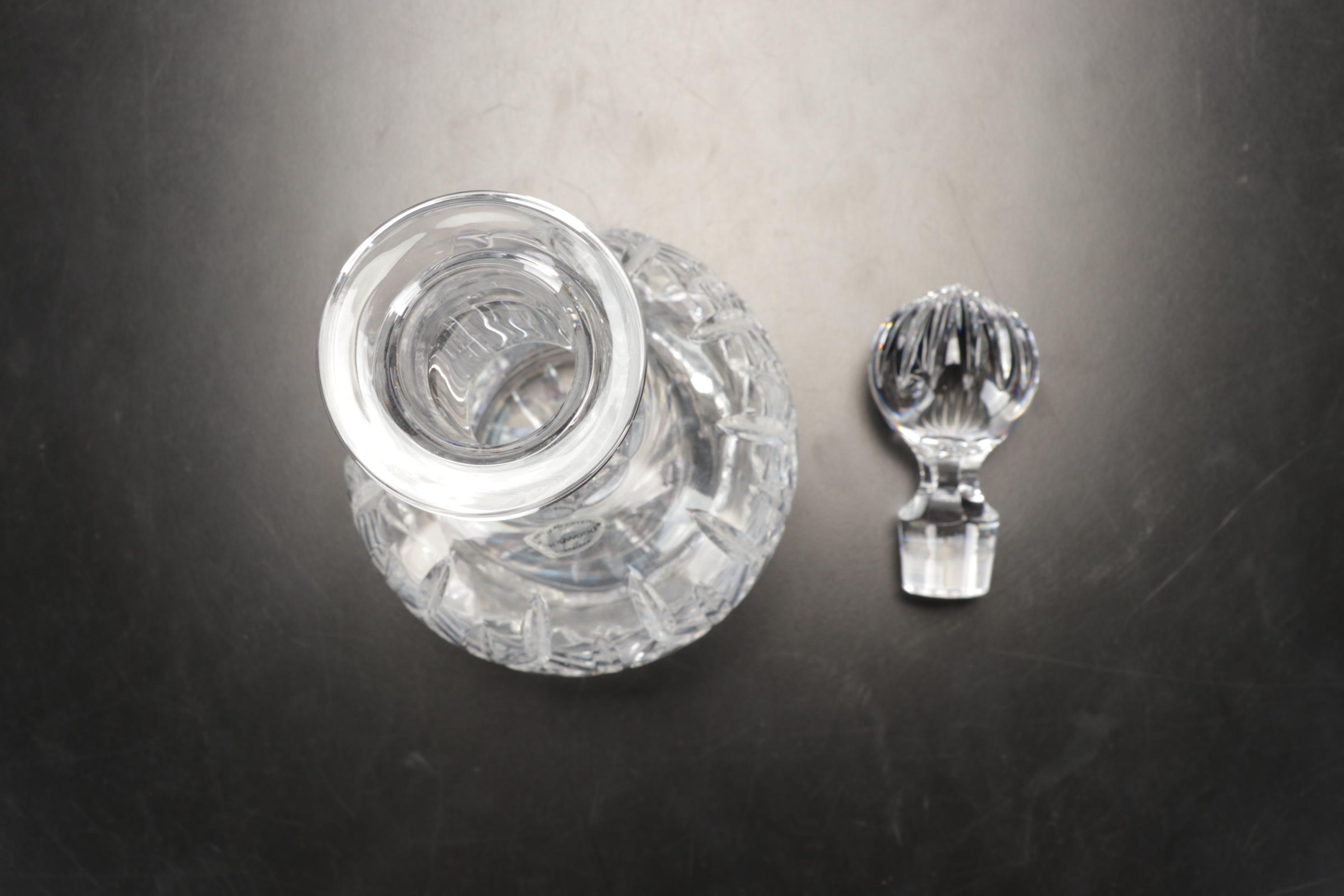 Waterford Crystal Desk Clock with Marquis "Greenbriar"  Bowl and Other Decanter