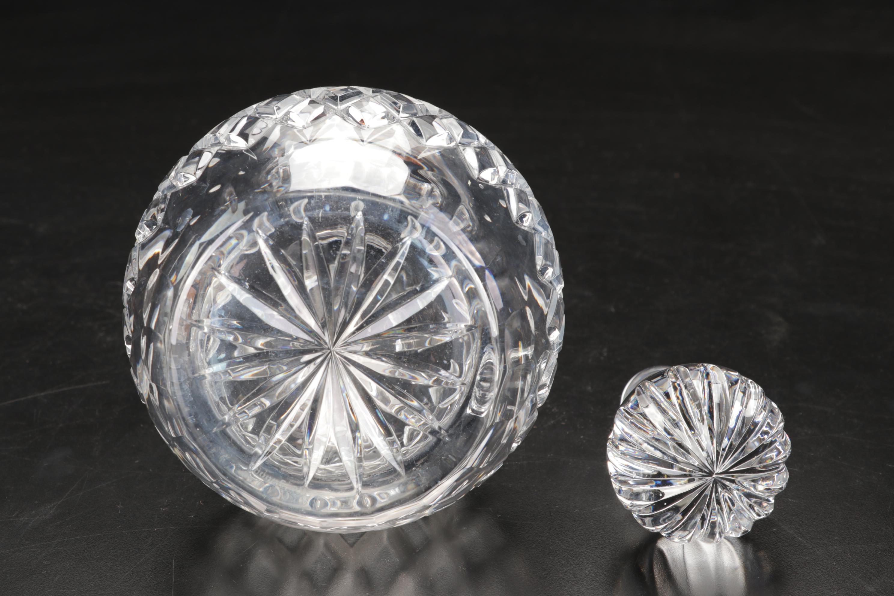 Waterford Crystal Desk Clock with Marquis "Greenbriar"  Bowl and Other Decanter