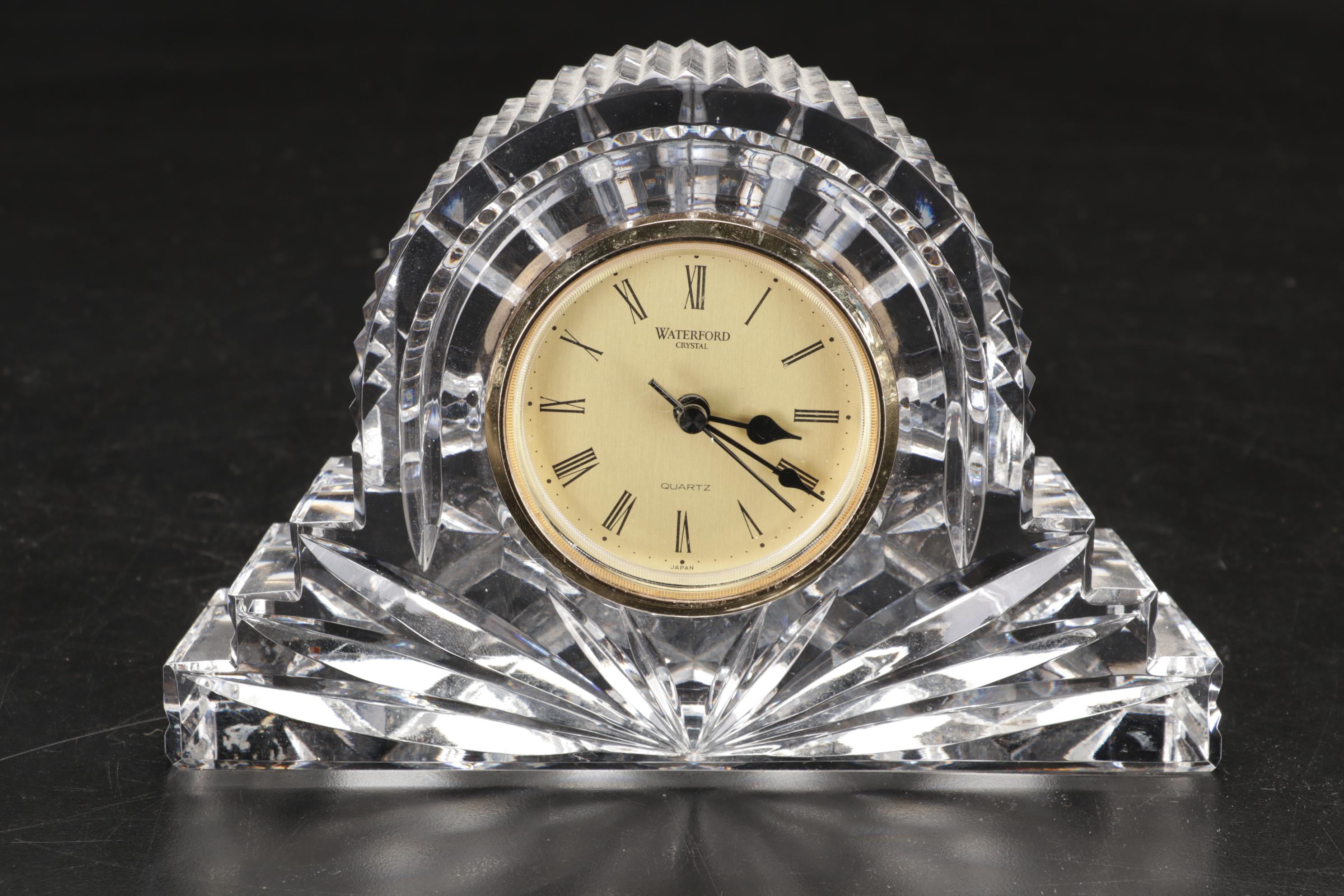 Waterford Crystal Desk Clock with Marquis "Greenbriar"  Bowl and Other Decanter