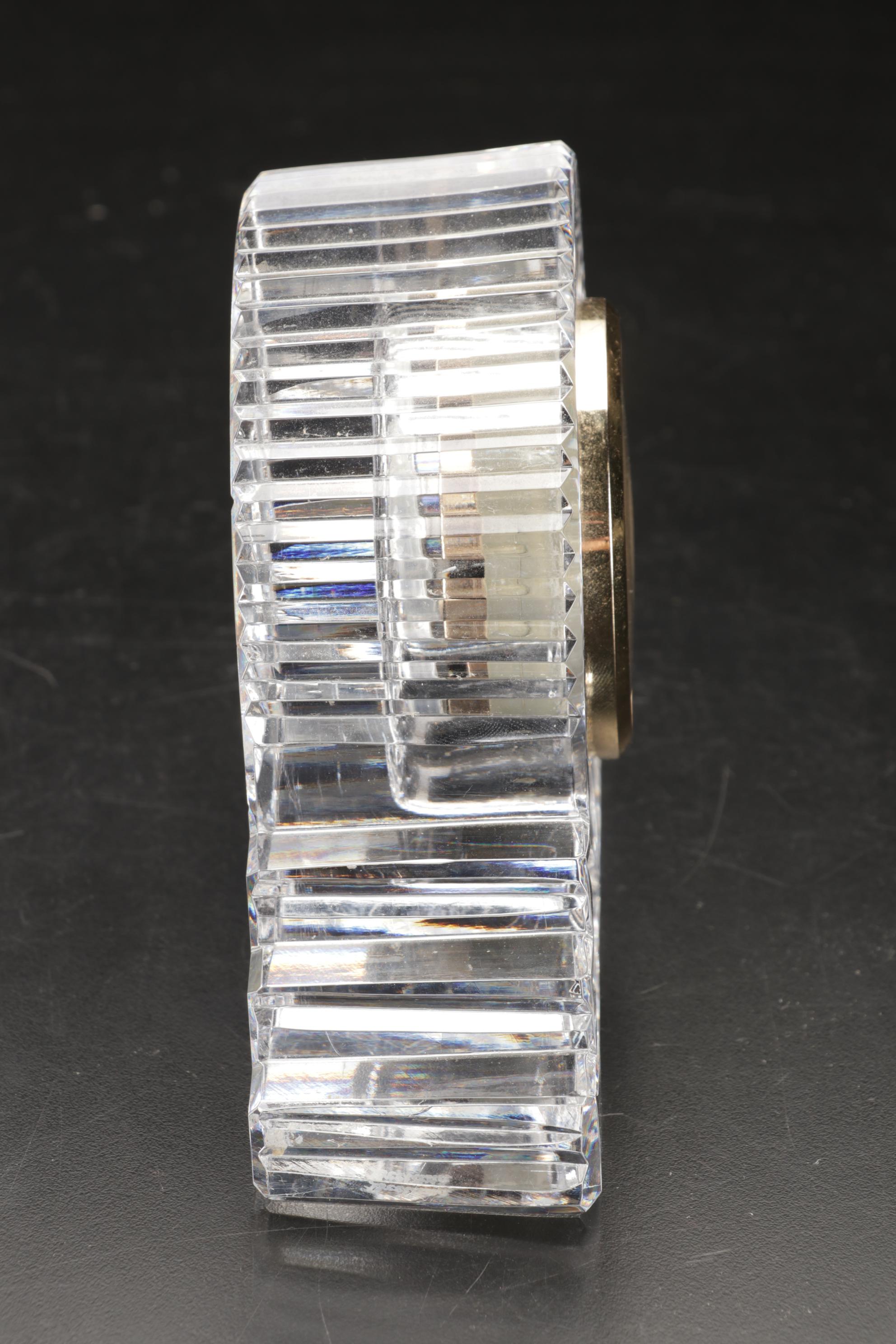 Waterford Crystal Desk Clock with Marquis "Greenbriar"  Bowl and Other Decanter