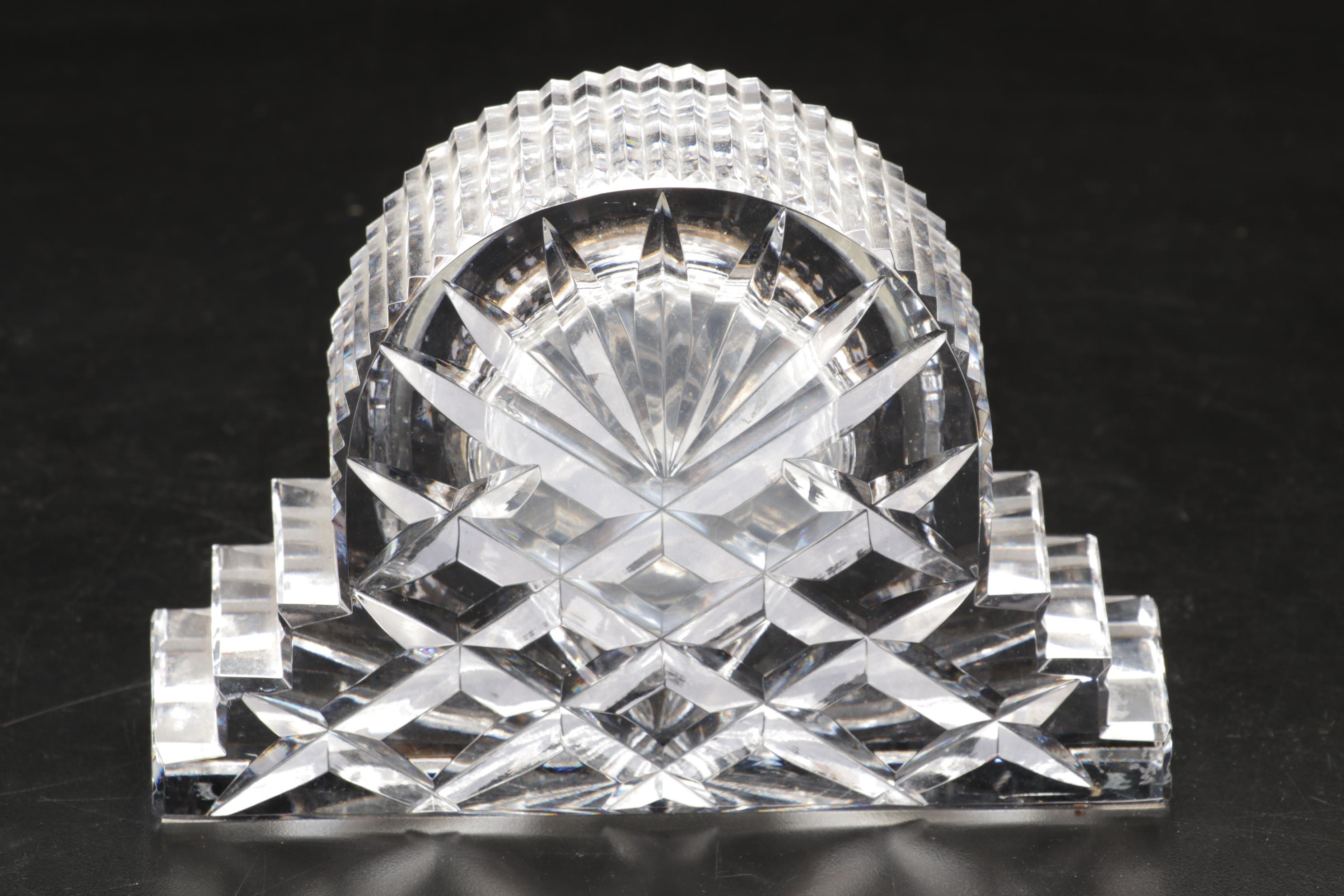 Waterford Crystal Desk Clock with Marquis "Greenbriar"  Bowl and Other Decanter