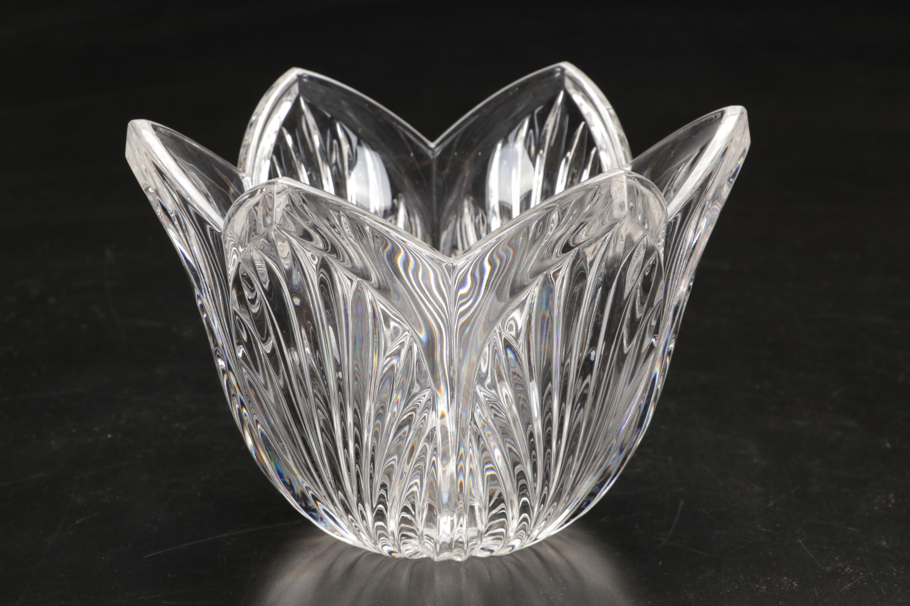 Waterford Crystal Desk Clock with Marquis "Greenbriar"  Bowl and Other Decanter