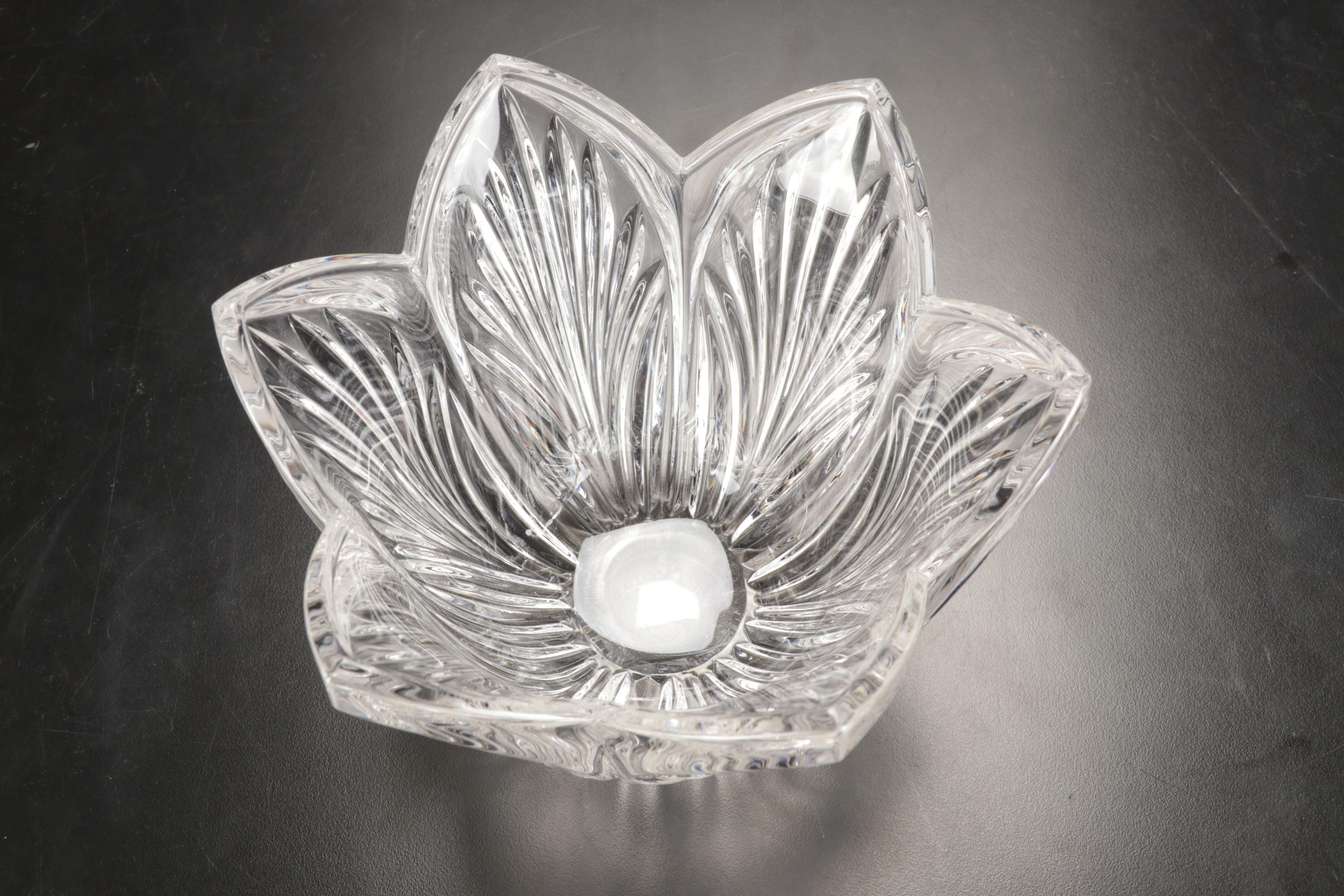 Waterford Crystal Desk Clock with Marquis "Greenbriar"  Bowl and Other Decanter