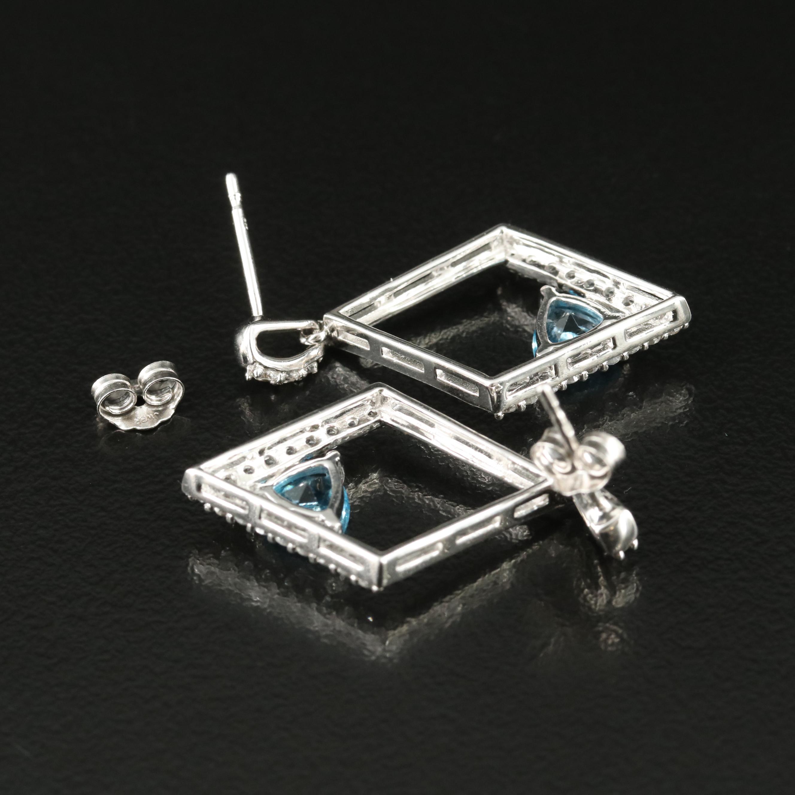 Sterling Swiss Blue Topaz and White Sapphire Earrings