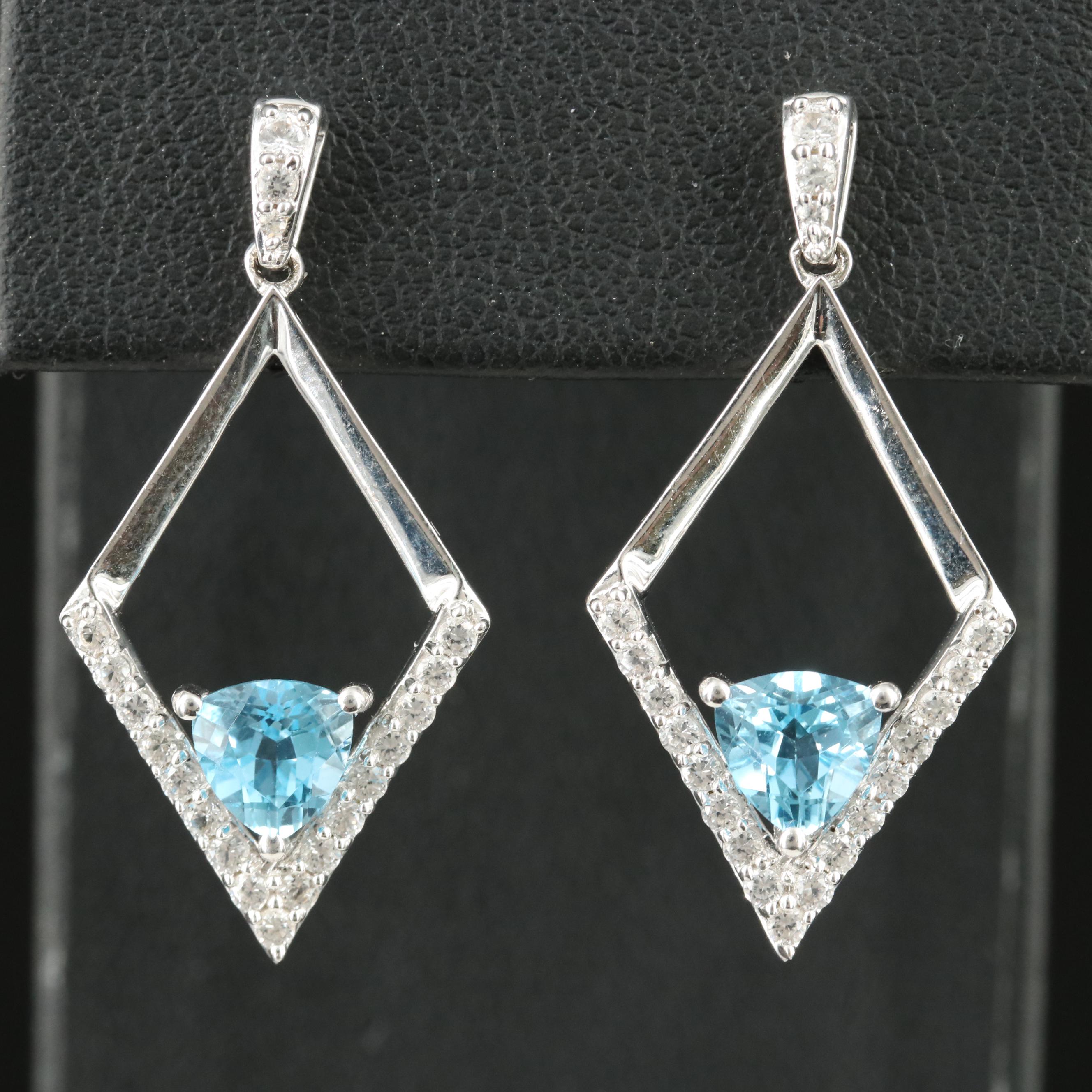 Sterling Swiss Blue Topaz and White Sapphire Earrings
