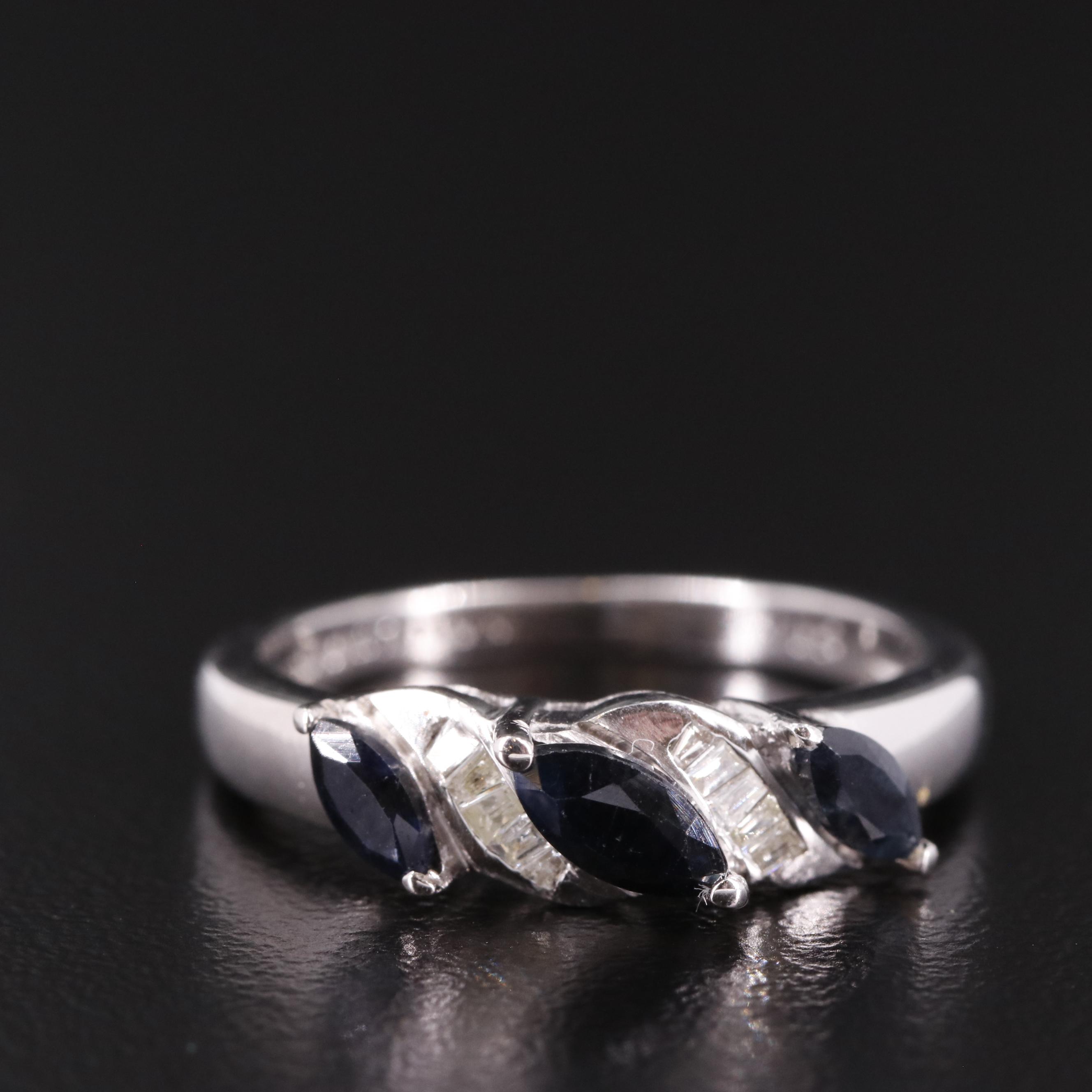 Sterling Diamond and Sapphire Band