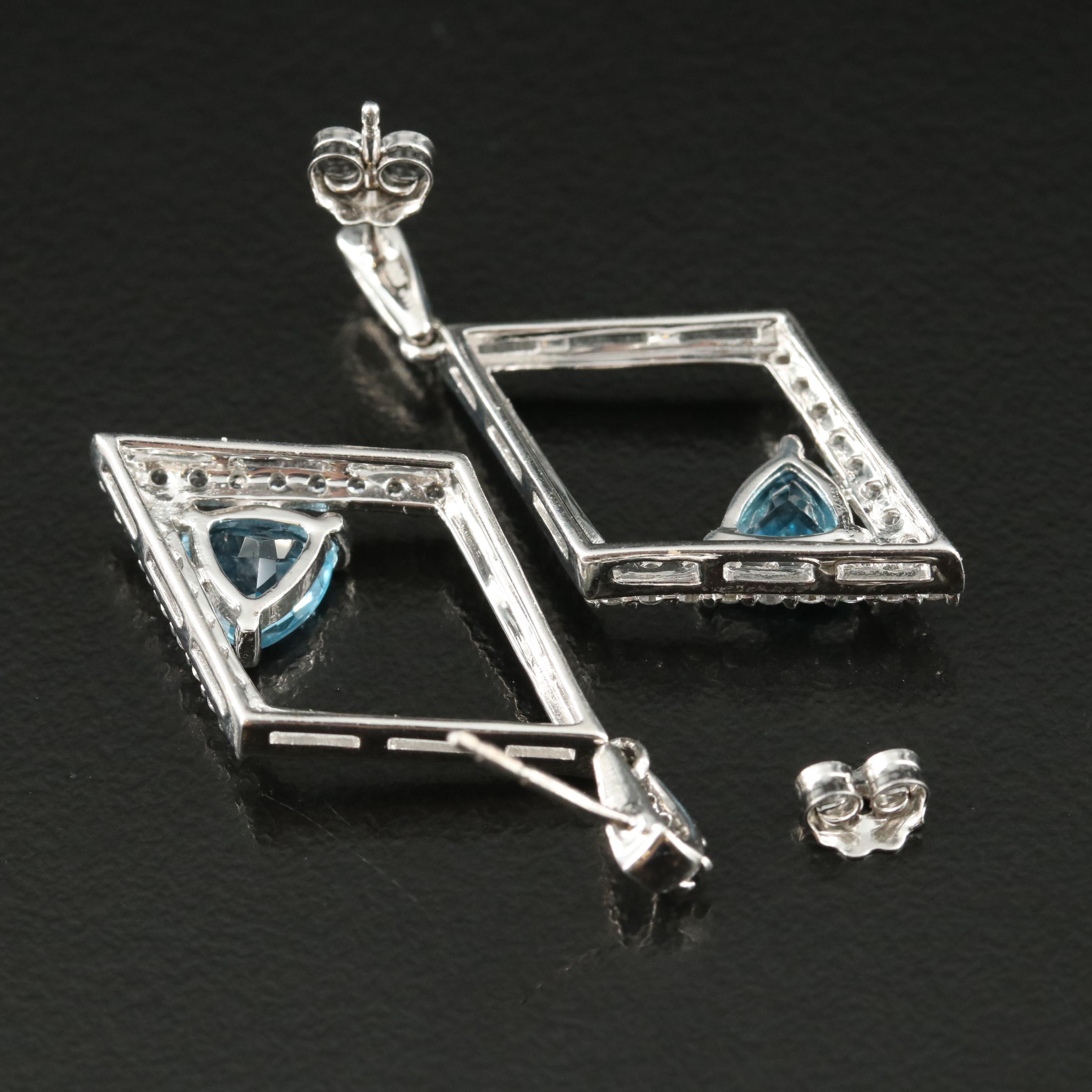 Sterling Swiss Blue Topaz and White Sapphire Earrings