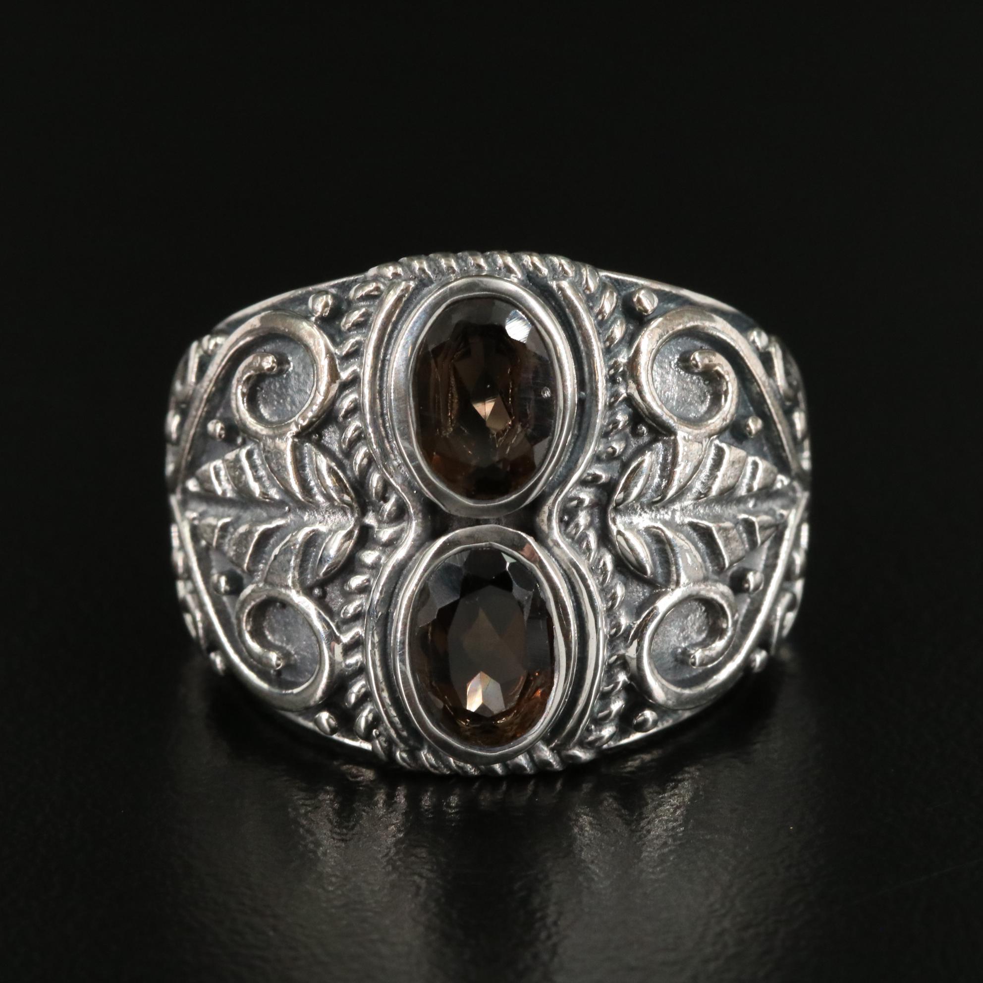 Sterling Smoky Quartz Tapered Ring