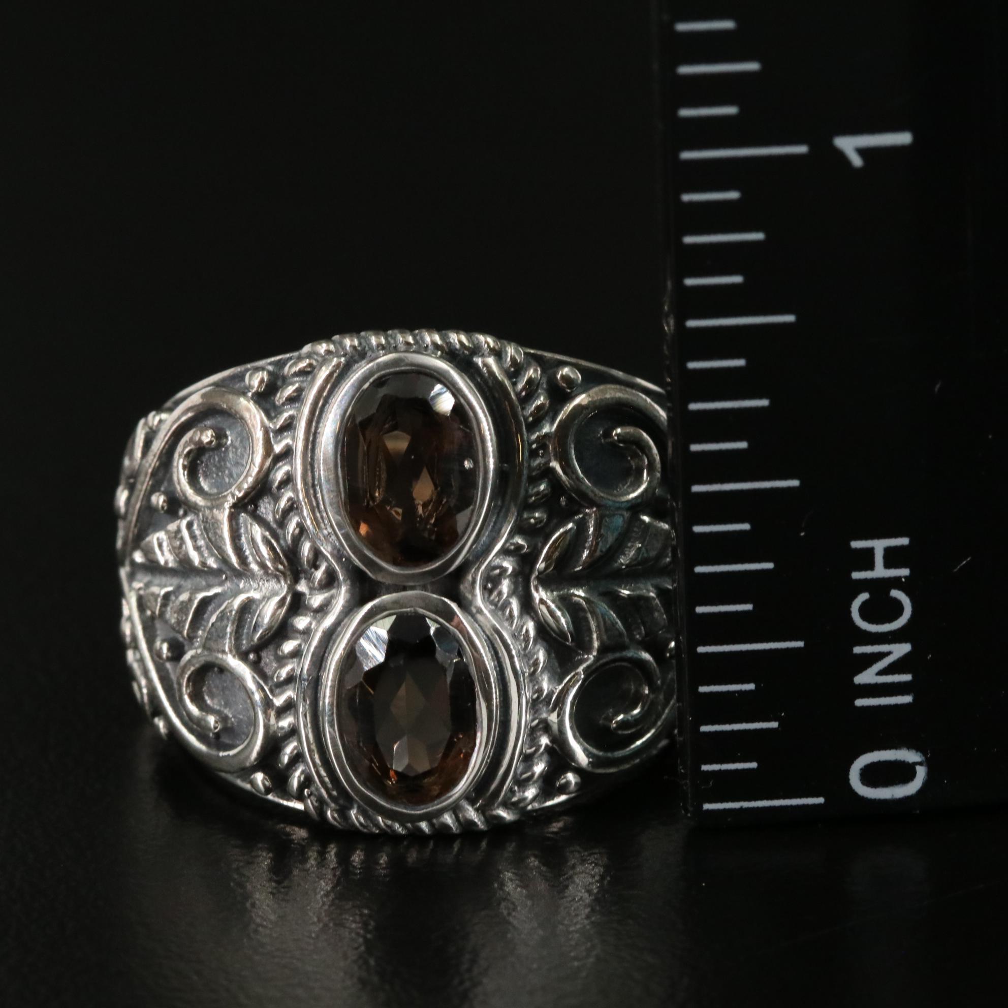 Sterling Smoky Quartz Tapered Ring