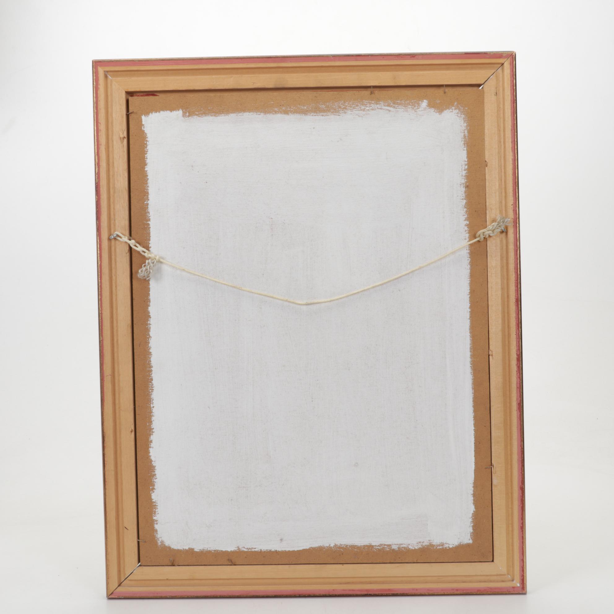 Oil Painting of Nude Figures Next to Fountain, Circa 1970